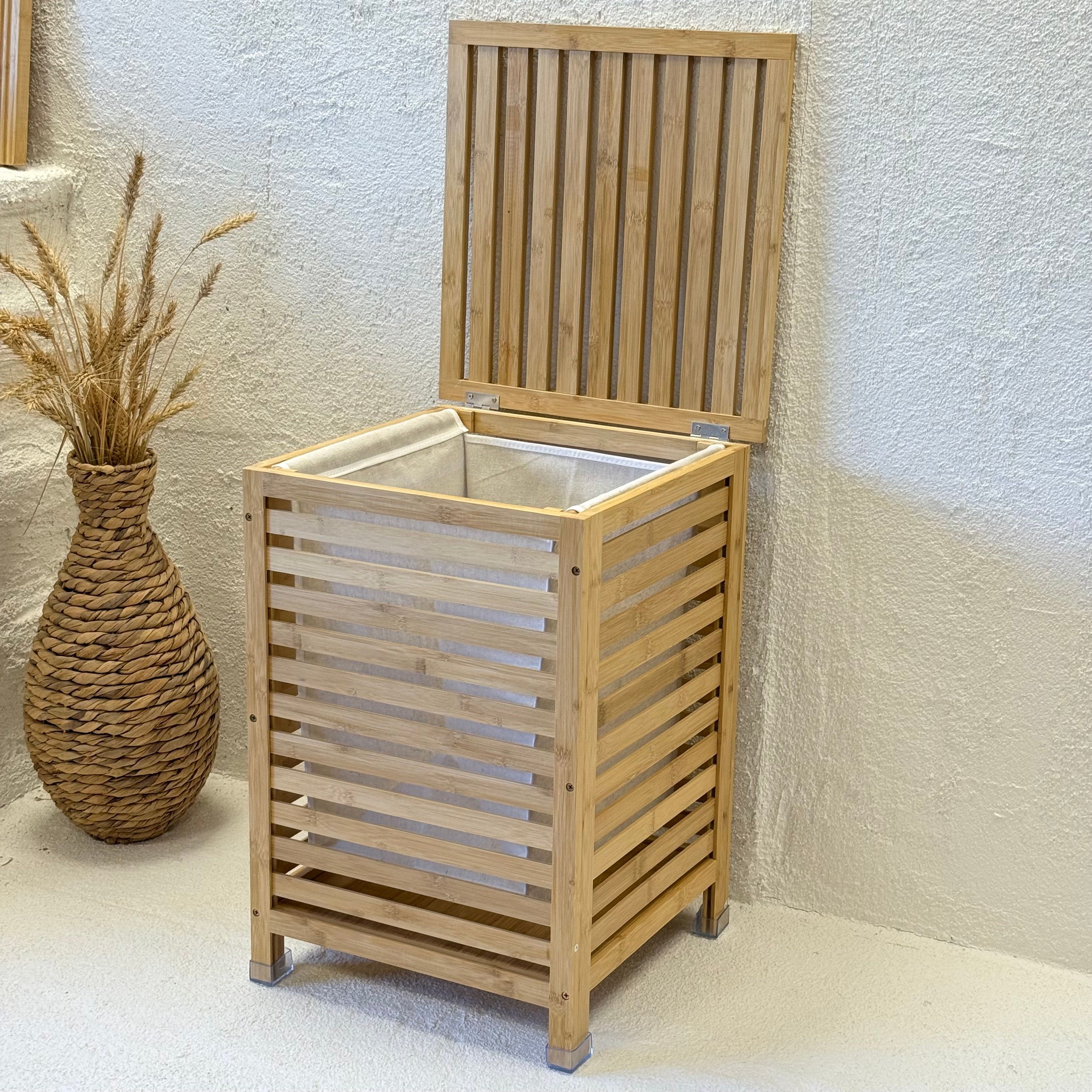 Bambu Kirli Çamaşır Sepeti 57x40x40 cm 