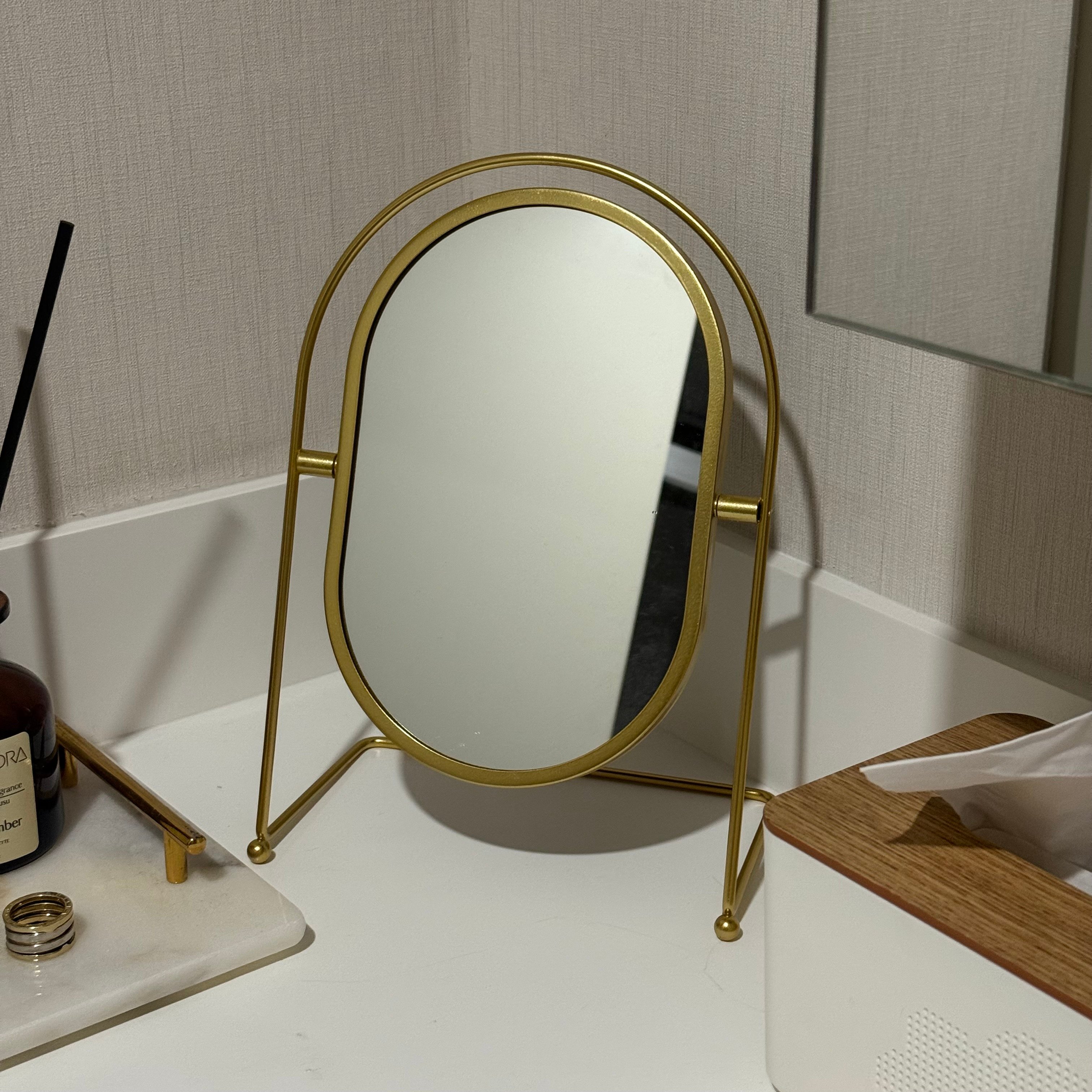 Nuro Masa Üstü Oval Ayna Gold 