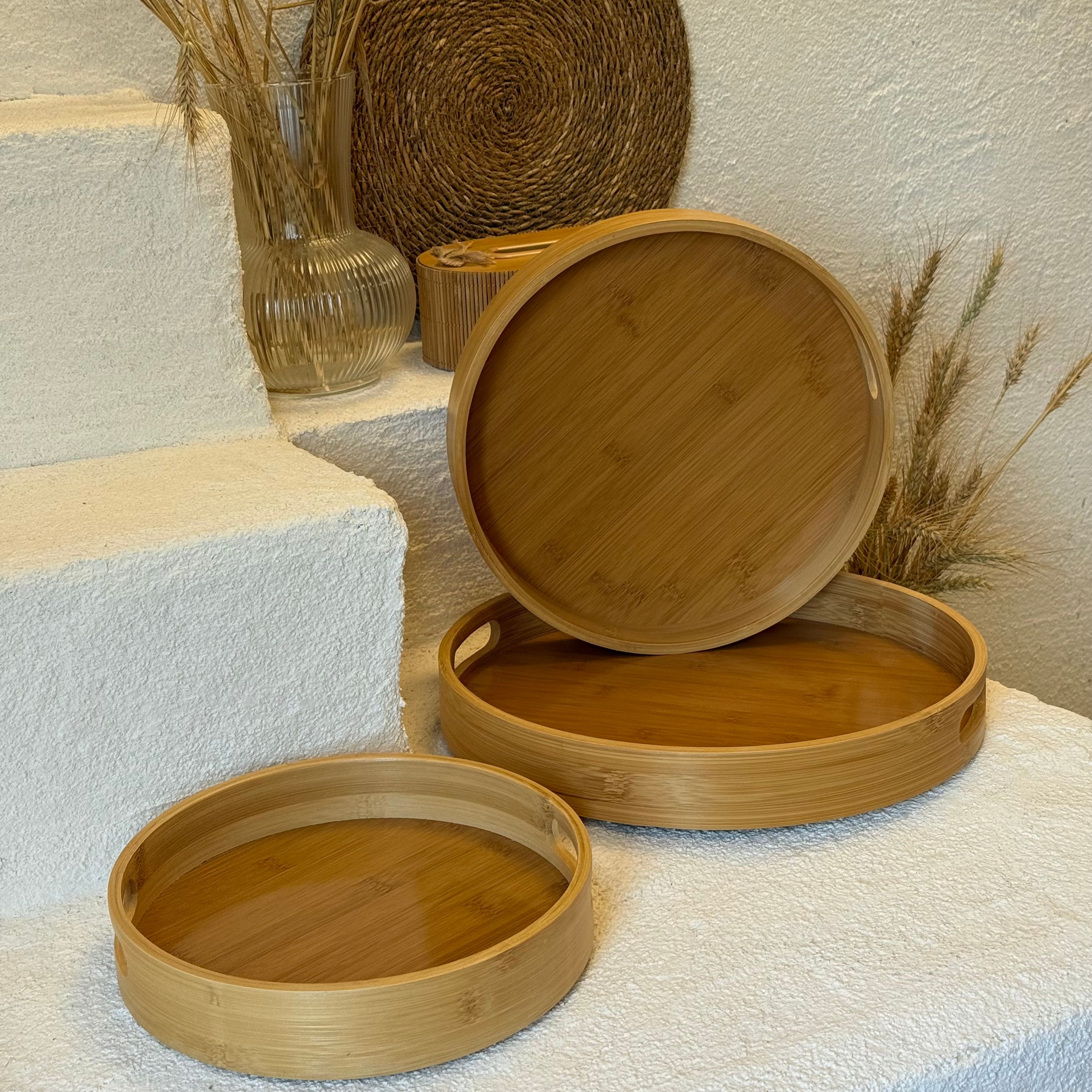 Lavin 3 Boy Bambu Yuvarlak Tepsi Set ( İyi Fiyat)