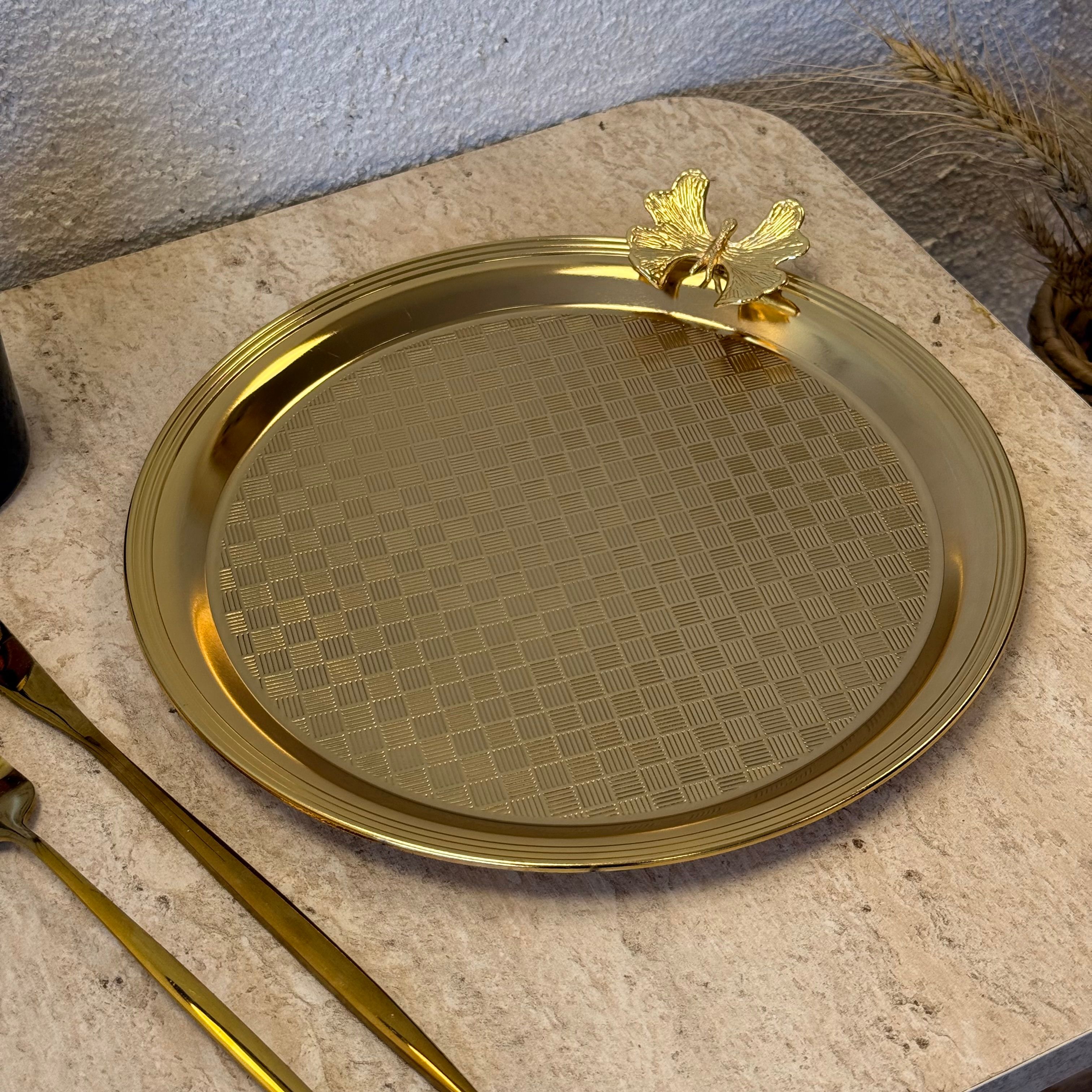 Yuvarlak Sunum Tepsisi Gold 25X25 CM 