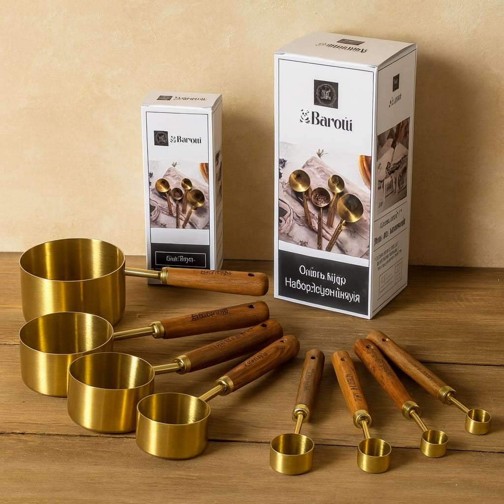 Barotti Ahşap Saplı 2 Boy Ölçü Kaşığı Set 8 Parça 