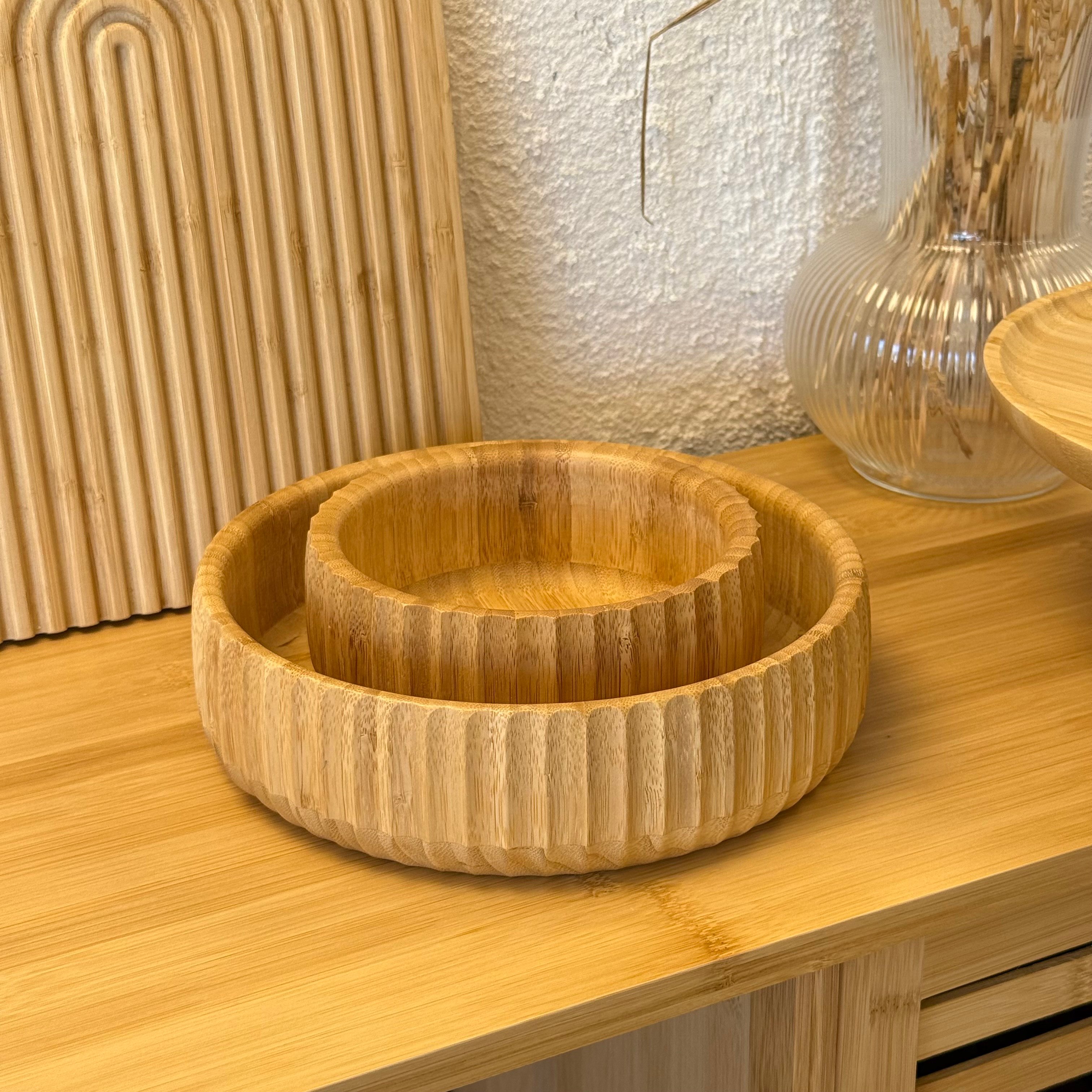 Bambu Yuvarlak İki Boy Oyuk Kase Seti 22 cm, 15 cm ( İYİ FİYAT)