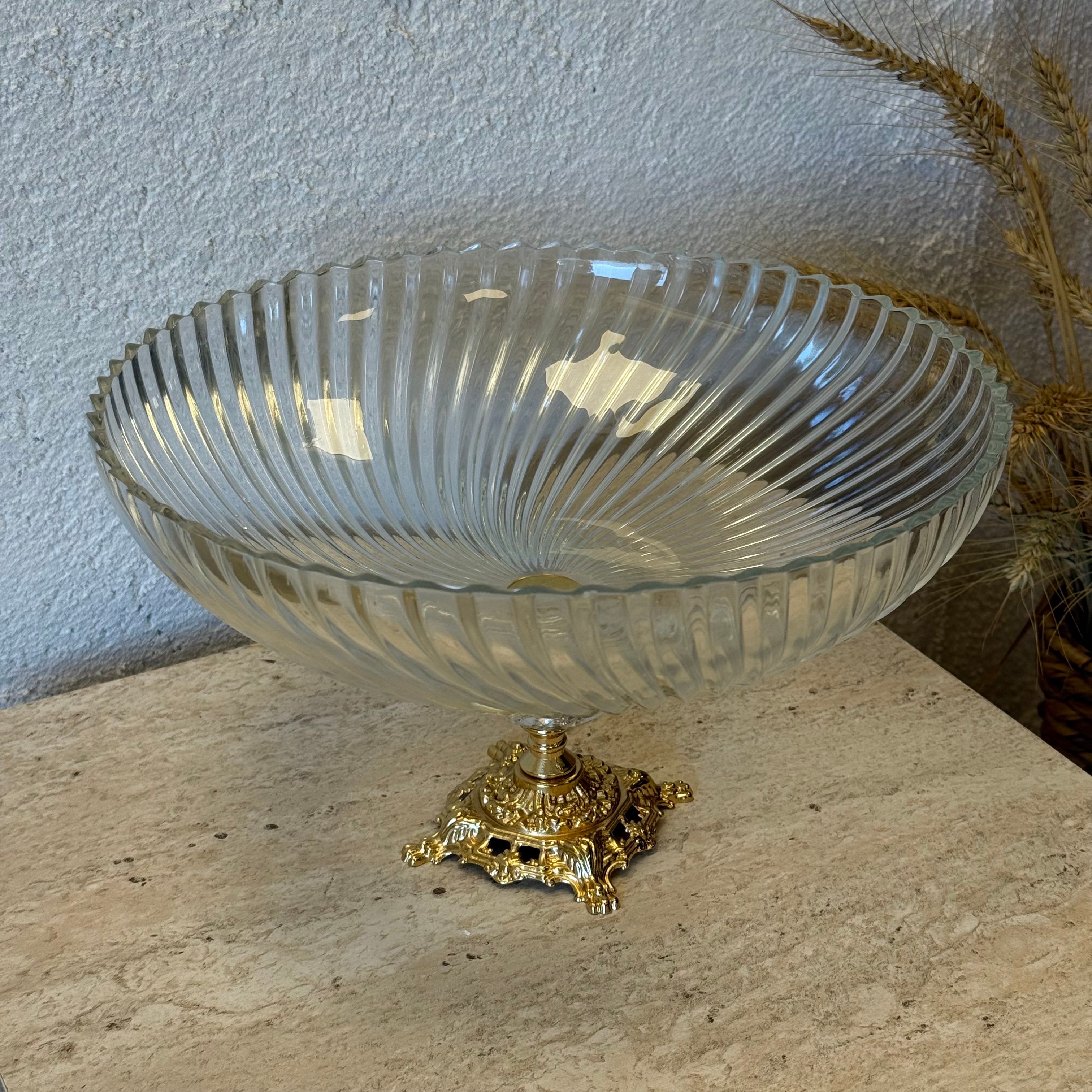 Efegil Lüks Cam Kase Meyvelik Gold Ayaklı 29x29x16 cm (1096)