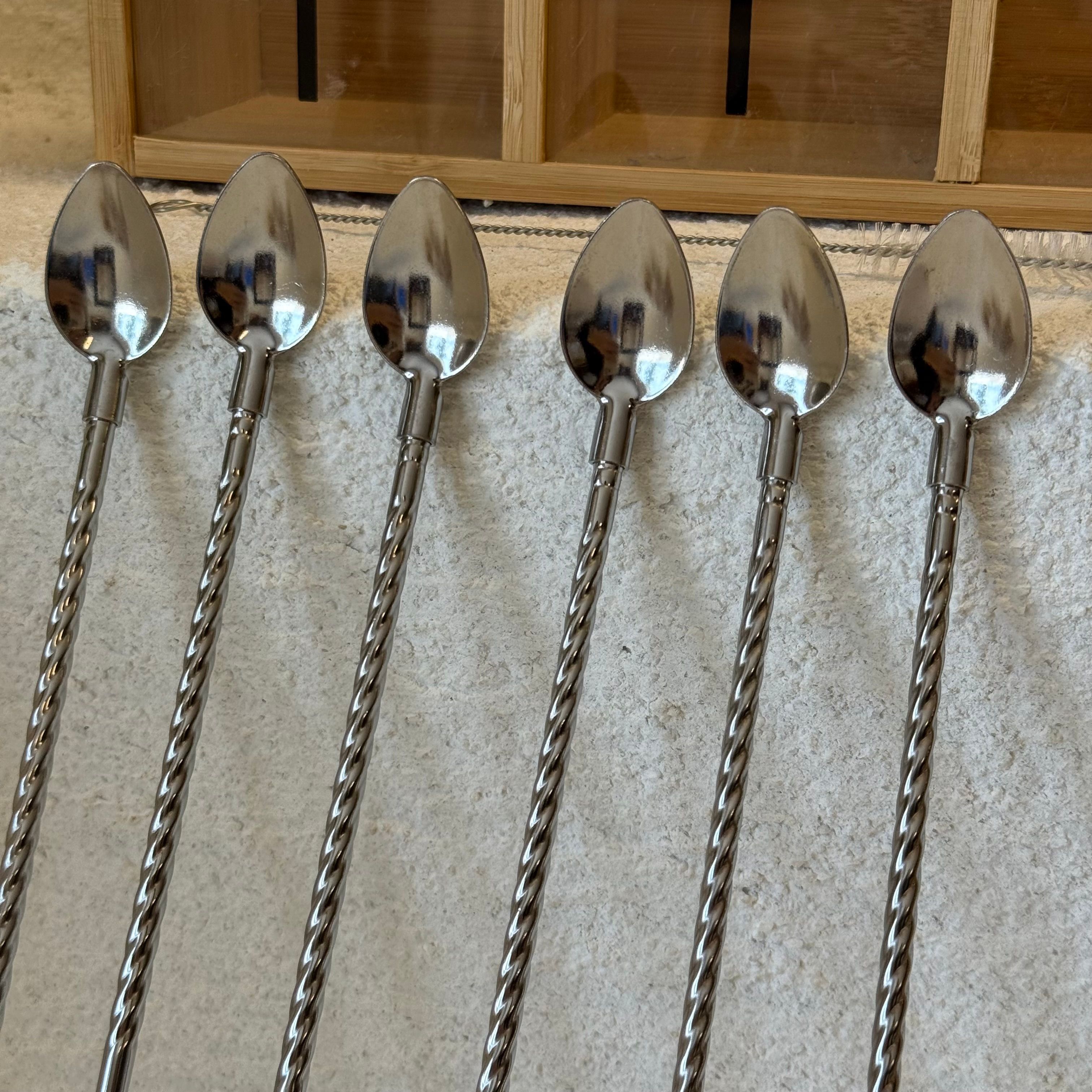 Yakup Pipetli Kokteyl Veya Kahve Kaşığı 6 Adet 22 cm