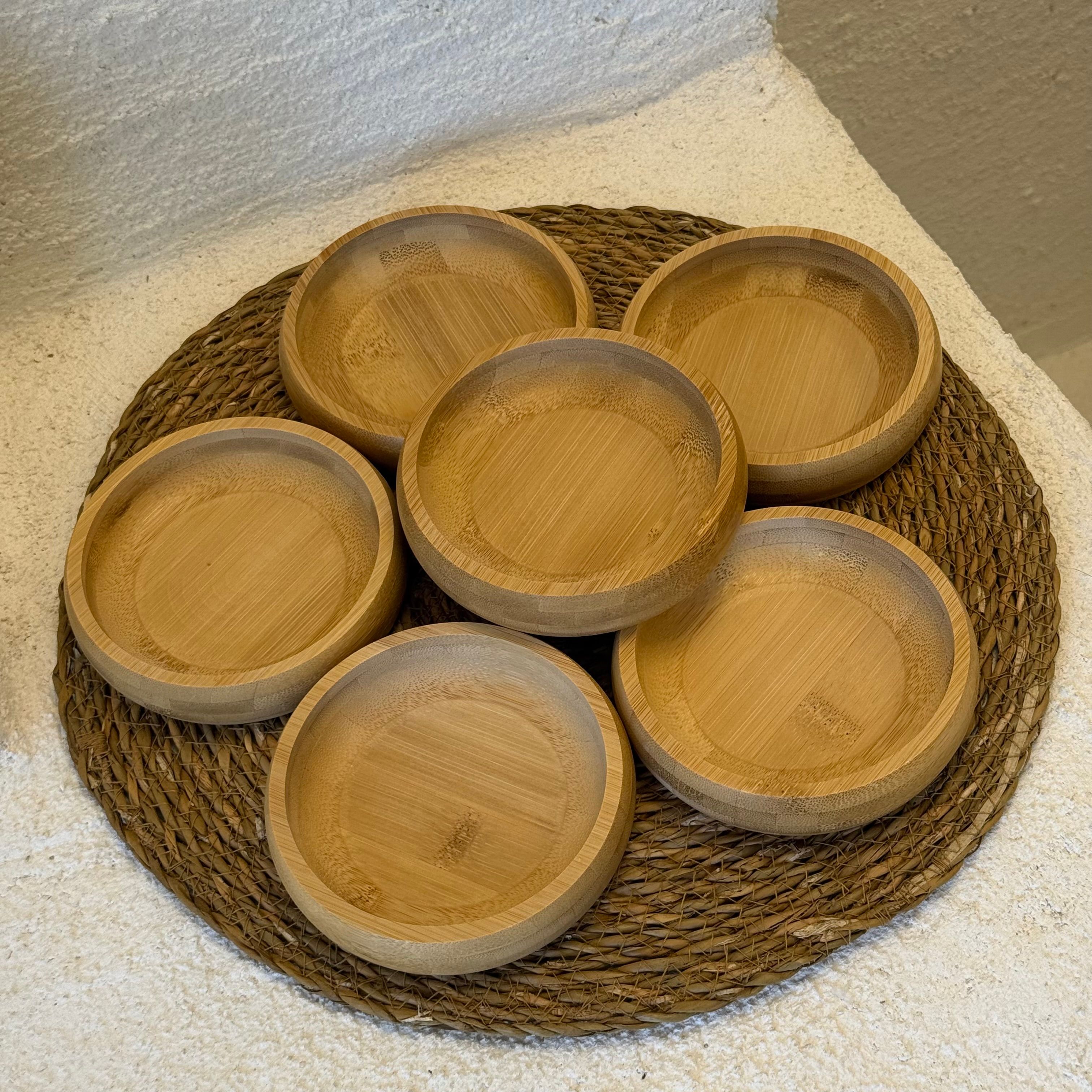 Bambu Yuvarlak Çerezlik Kahvaltılık Seti 12x12x2,5 cm 