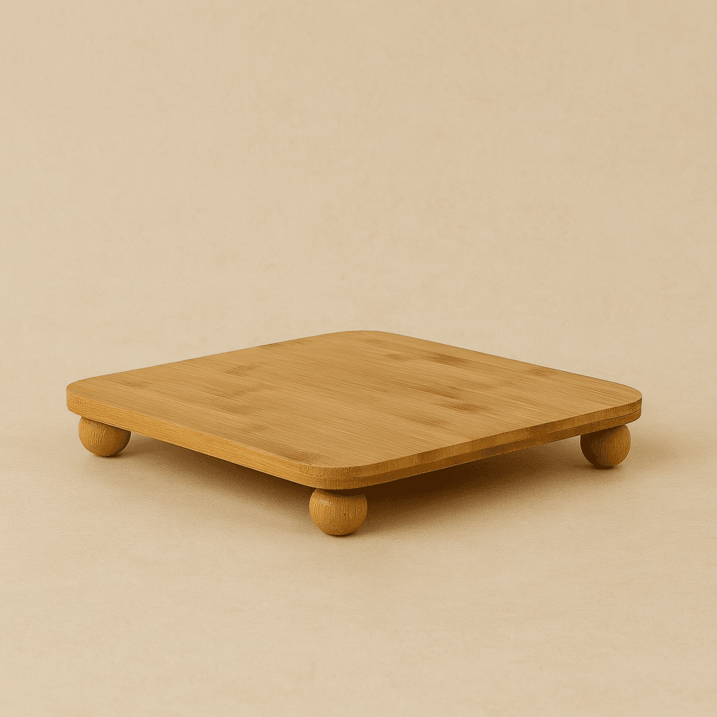 Alp Top Ayaklı Bambu Büyük Boy Kare Sunumluk 30x30x5 cm 