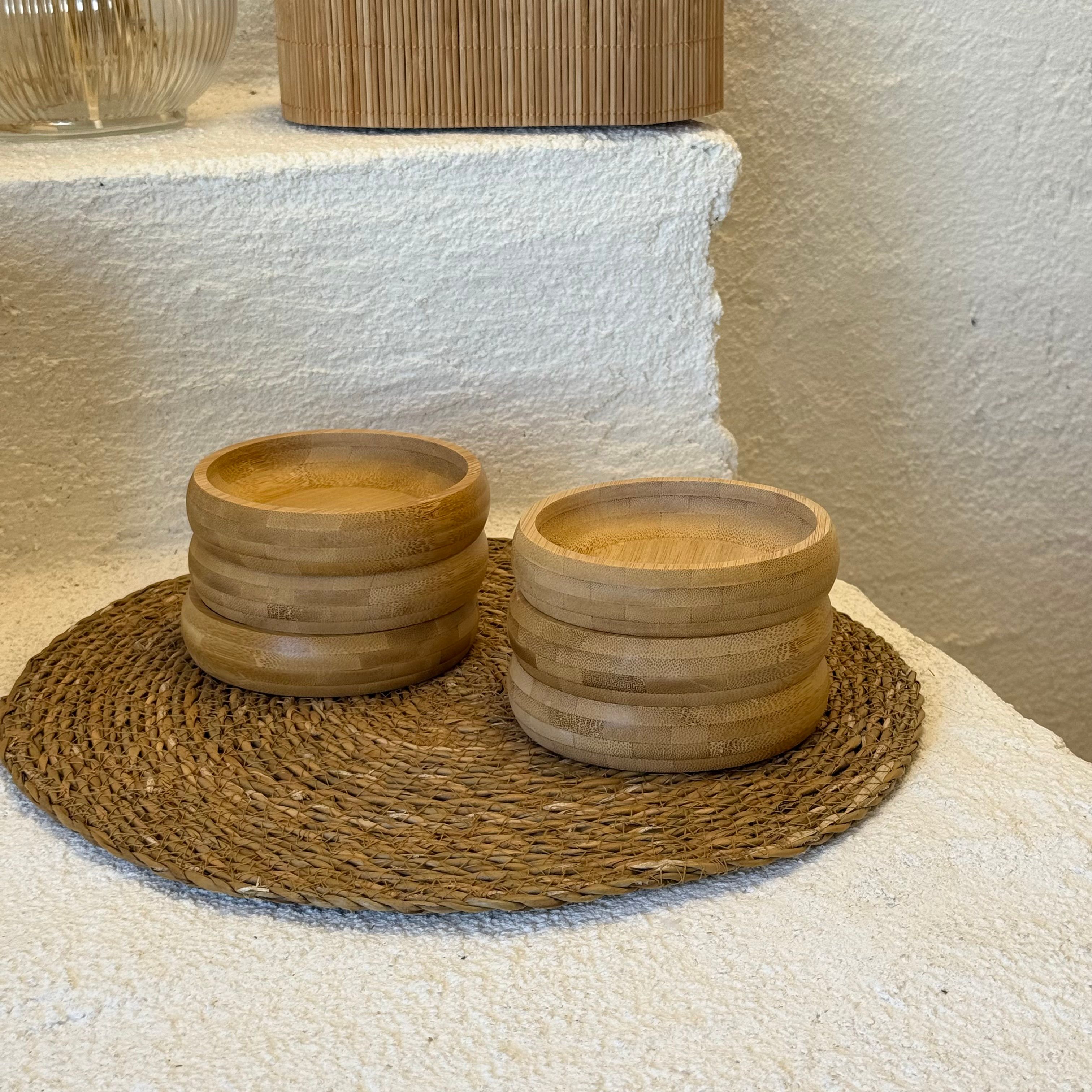 Bambu Yuvarlak Çerezlik Kahvaltılık Seti 12x12x2,5 cm 