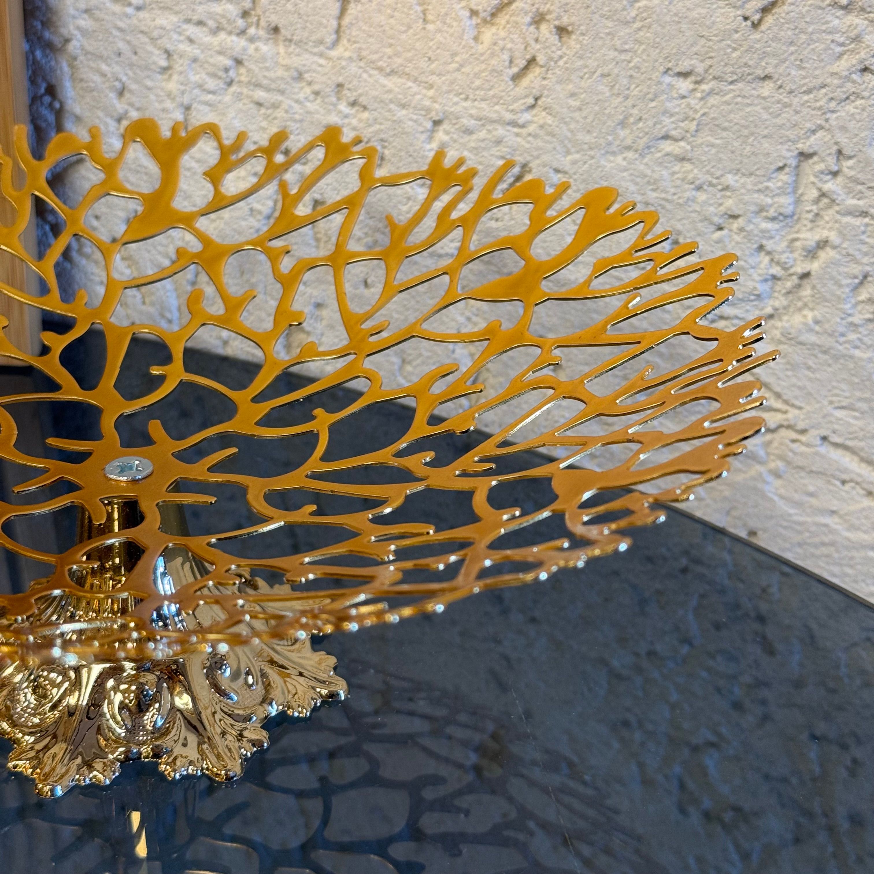 Evanev Lazer Kesim Ayaklı Meyvelik Gold 28x28 cm 