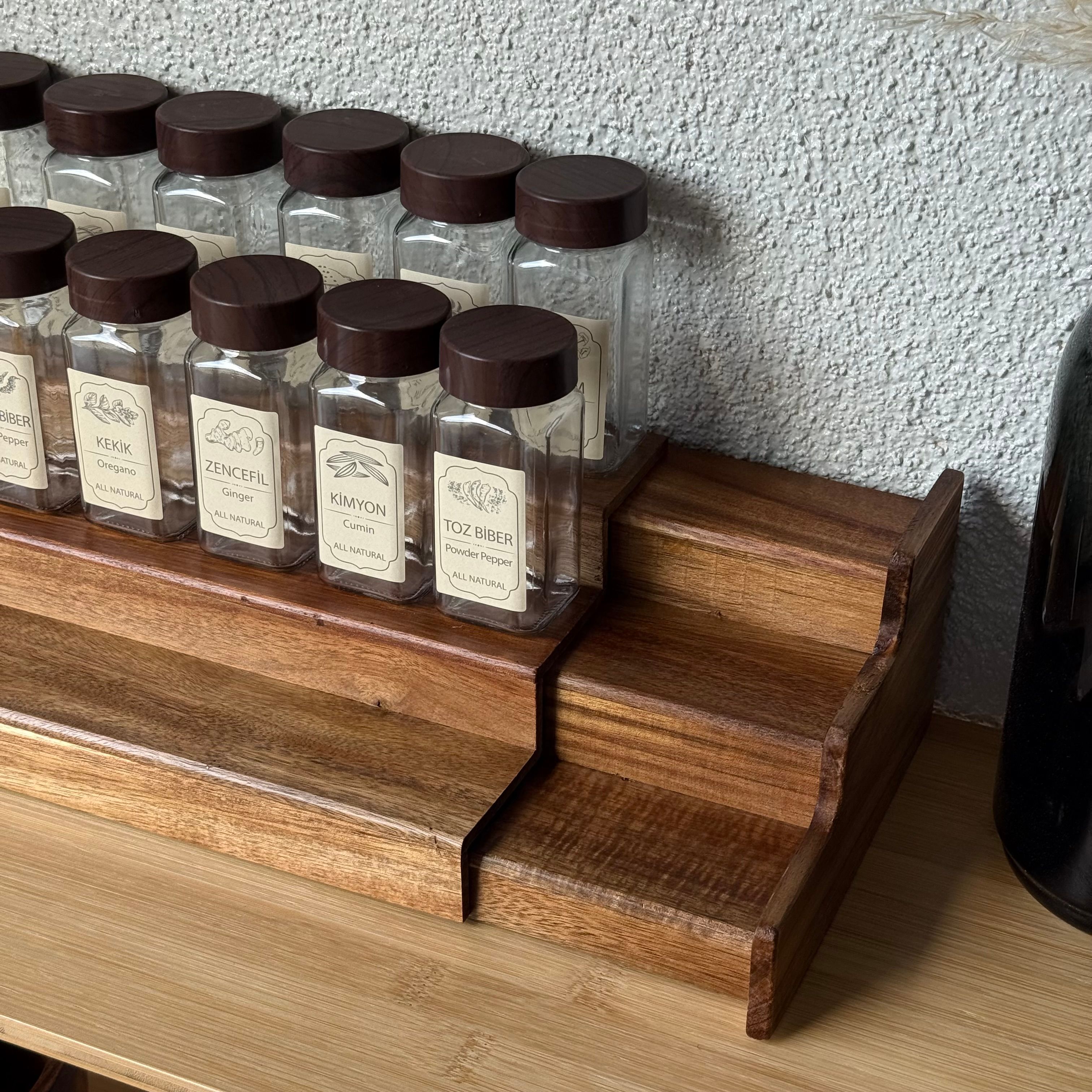 Mollen Vintage Açılır Kapanır Standlı 12'Li Cam Baharatlık Set