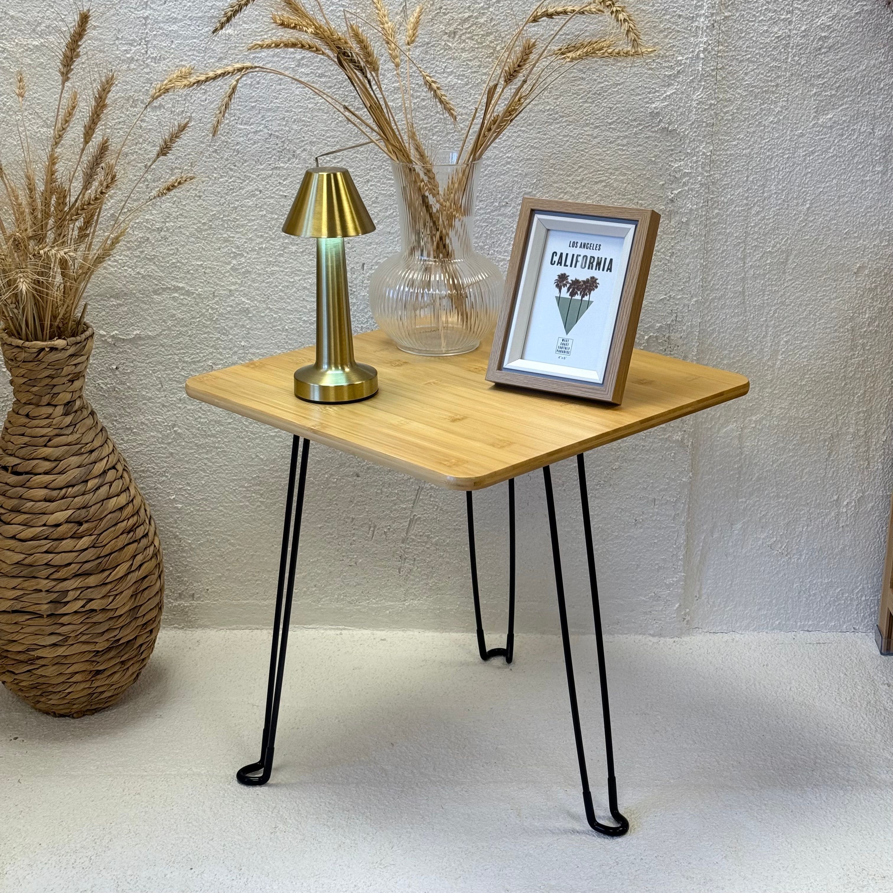 Katlanır Bambu Kare Orta Sehpa 44x44x46 cm 
