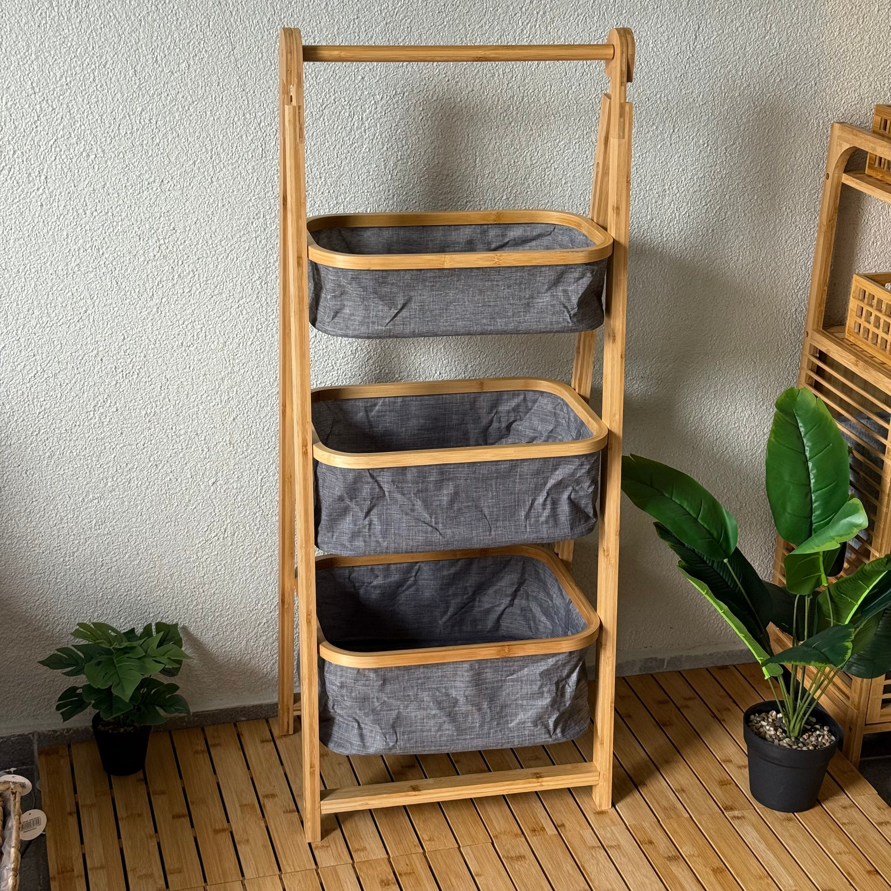 Elbi Bambu Sepetli Banyo yada Mutfak Rafı 110x45 CM 
