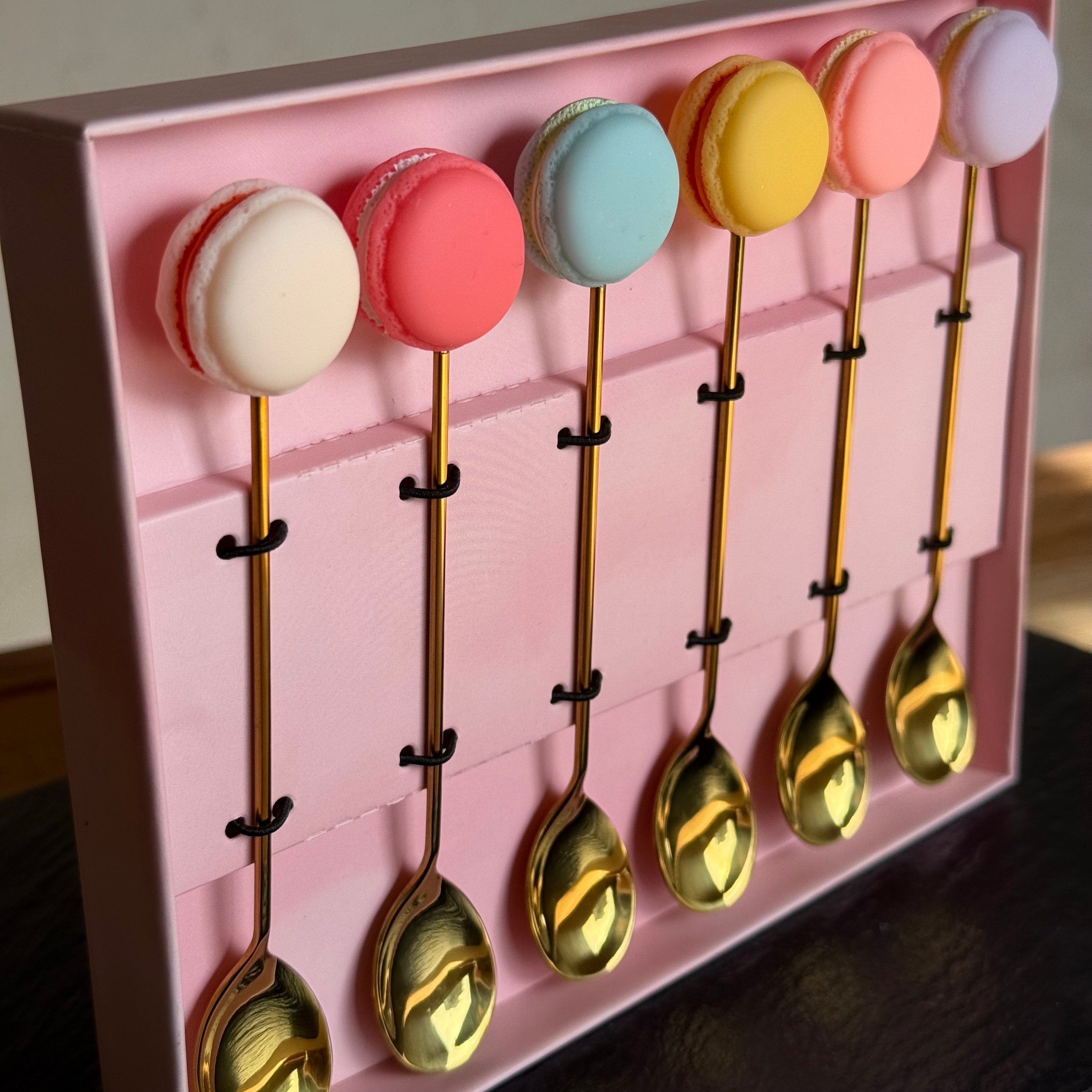 Makaron 6 Lı Tatlı Kaşık Seti Gold 14 cm 