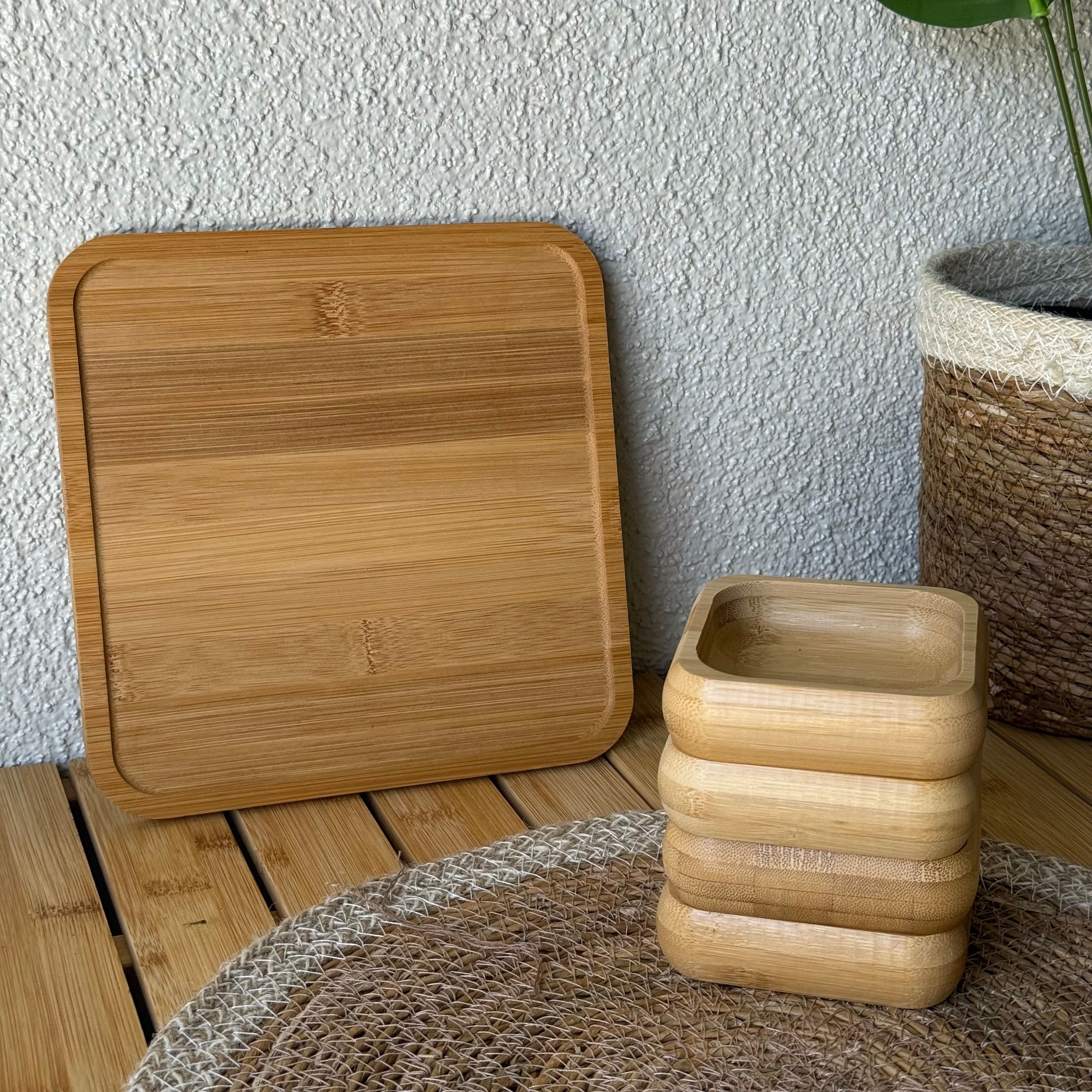 Roman Kare Bambu Standlı Çerezlik Seti (KOD:9082)