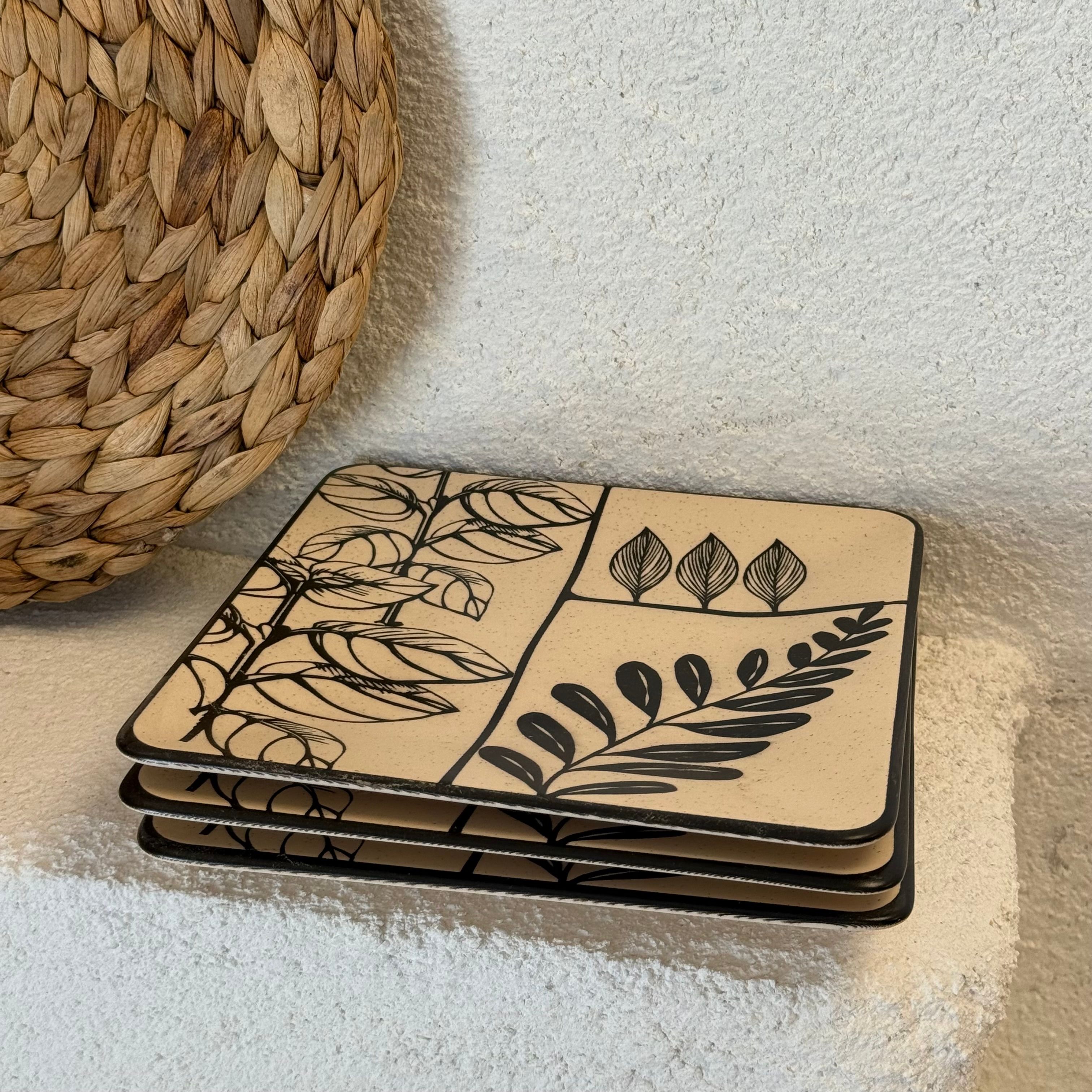 Bohem Kare Porselen Pasta Tabağı 3 Adet (OUTLET)