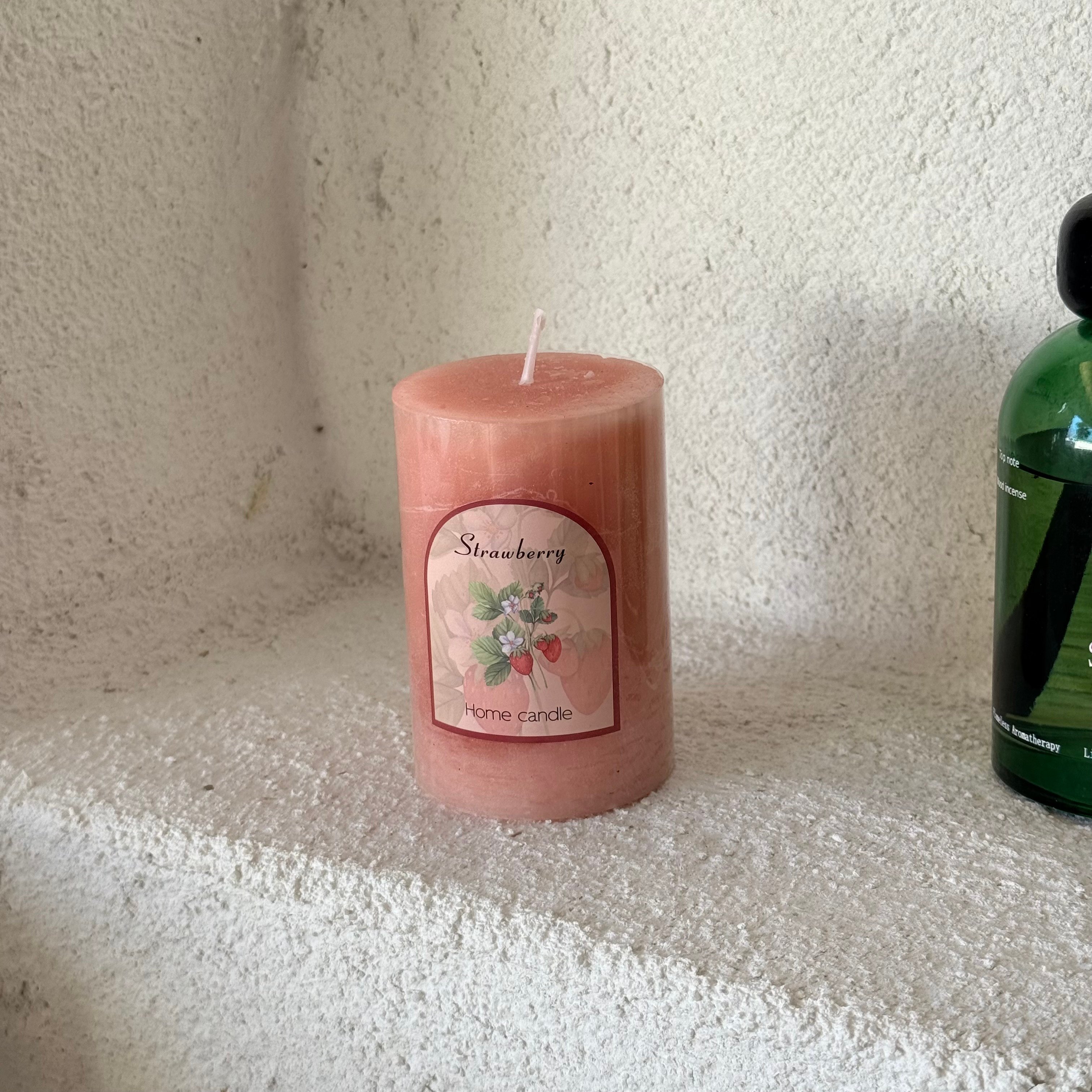 Dubai Silindir Mum Çilek 10 cm