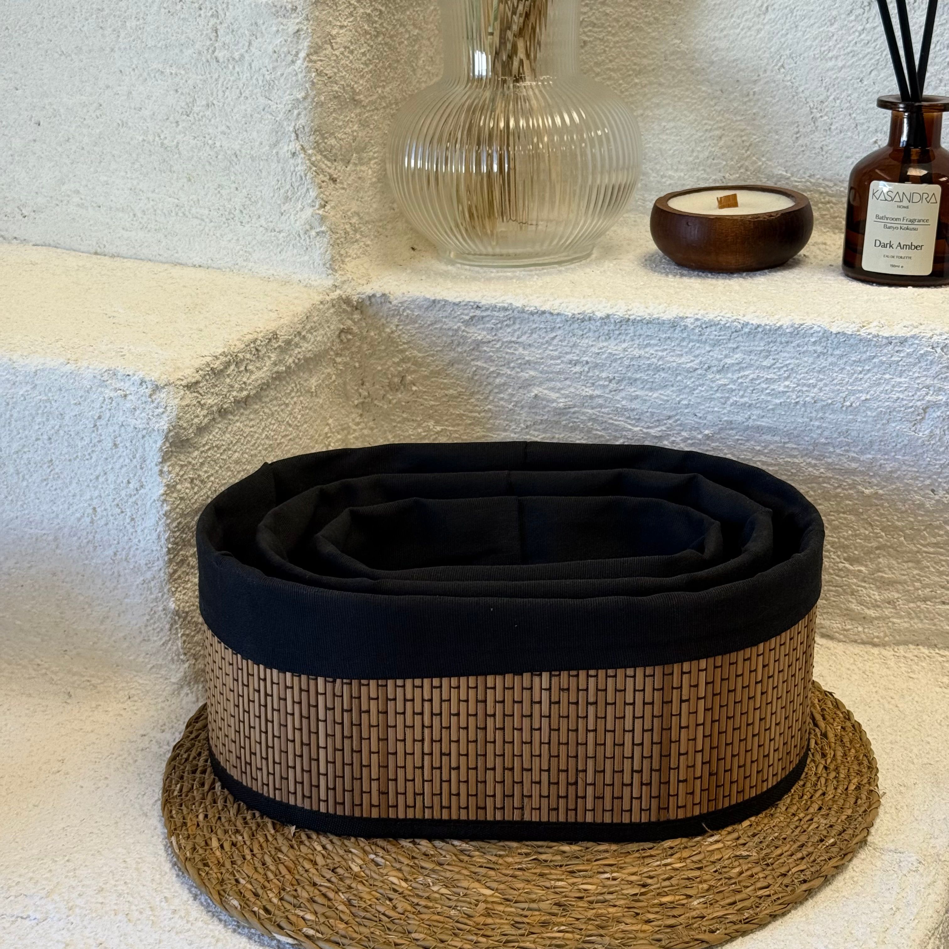 Kokoş Hasır 3 Boy Organizer Oval Koyu Renk 