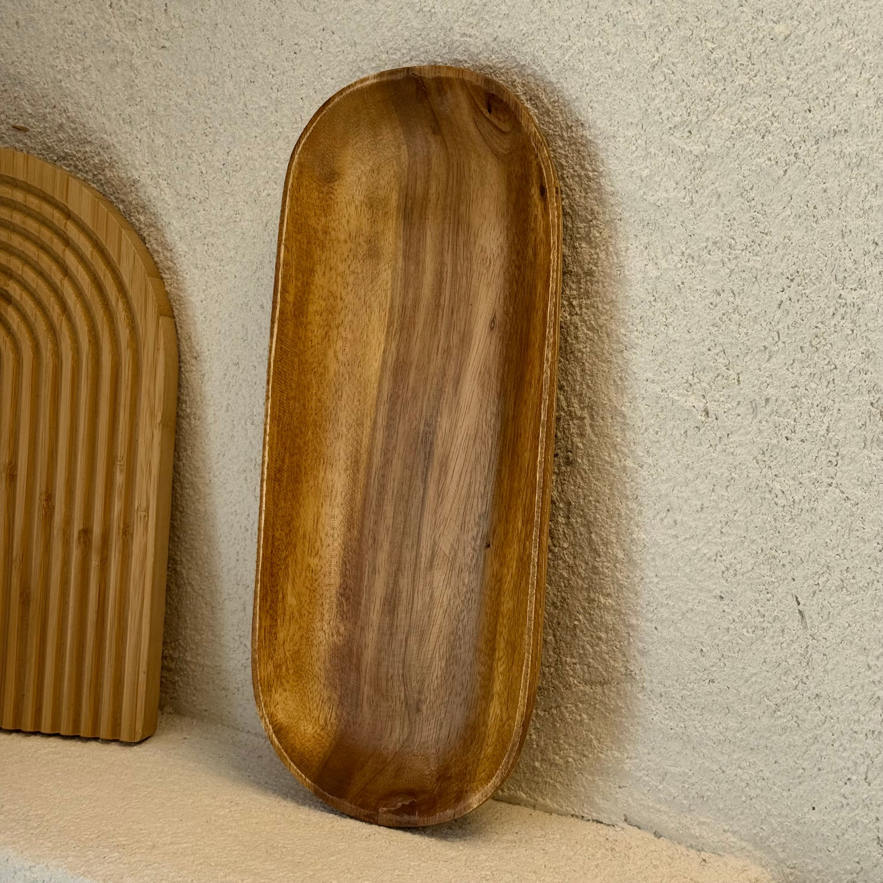 Akasya Ağacı Oval Uzun Sunumluk Büyük Boy 36,5 x 16,5 cm 
