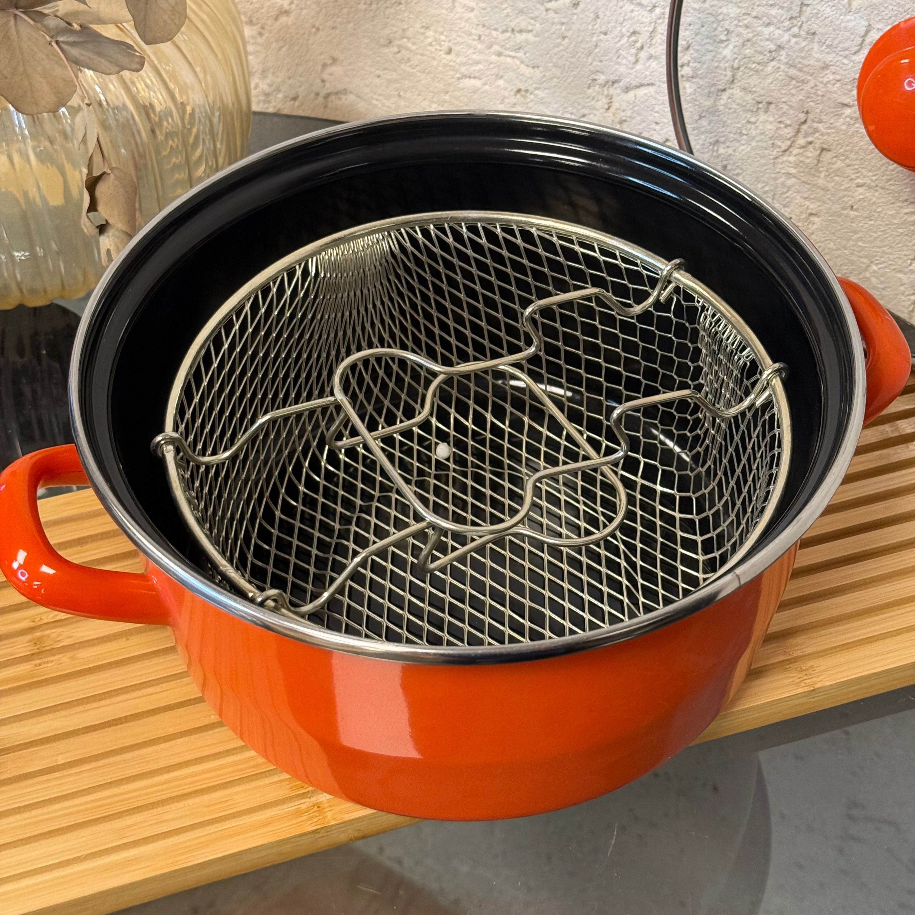 Paçi Emaye Kızartma Tencere Turuncu 4 Litre 22 cm 