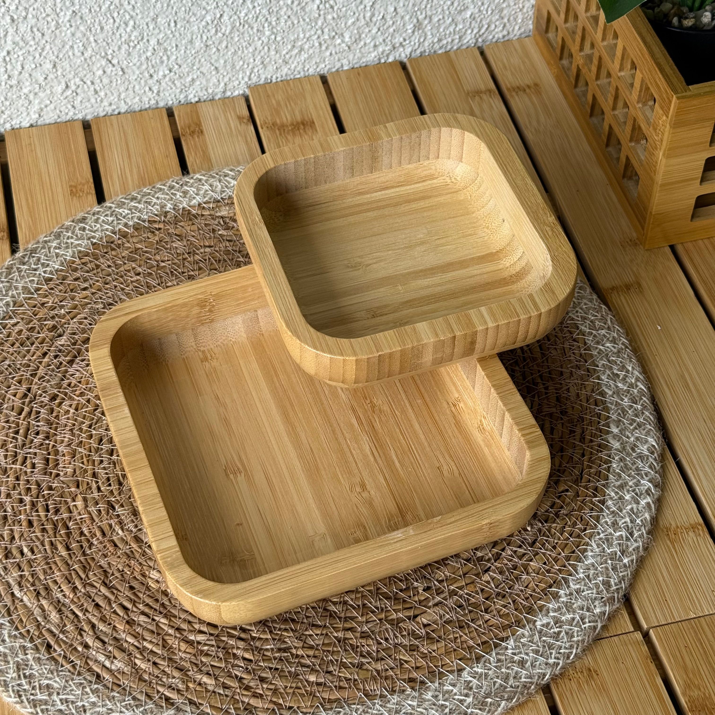 Mery Kare İki Boy Bambu Kase 18x18 cm-14x14 cm