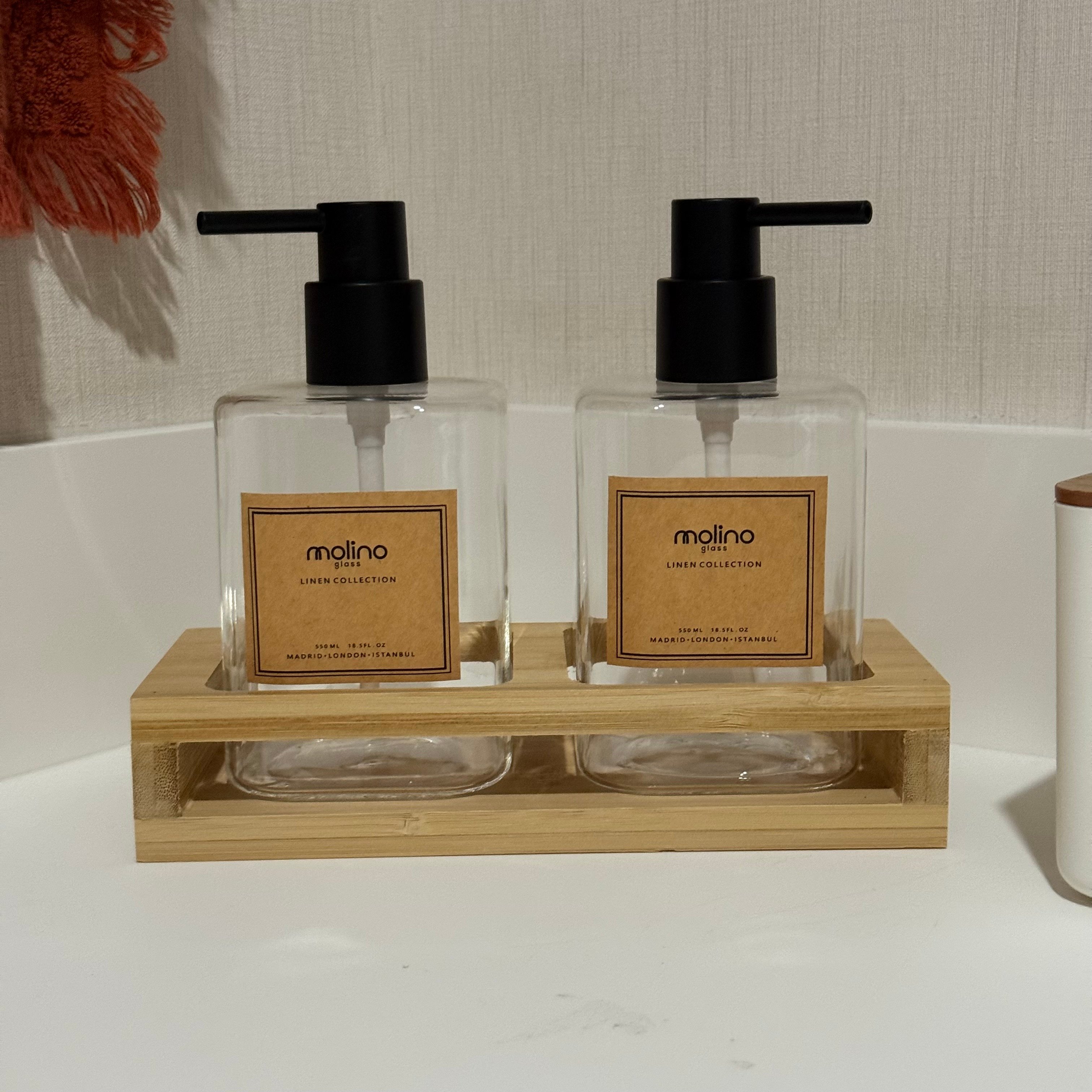 Malina Bambu Standlı Kare Sıvı Sabunluk Seti 