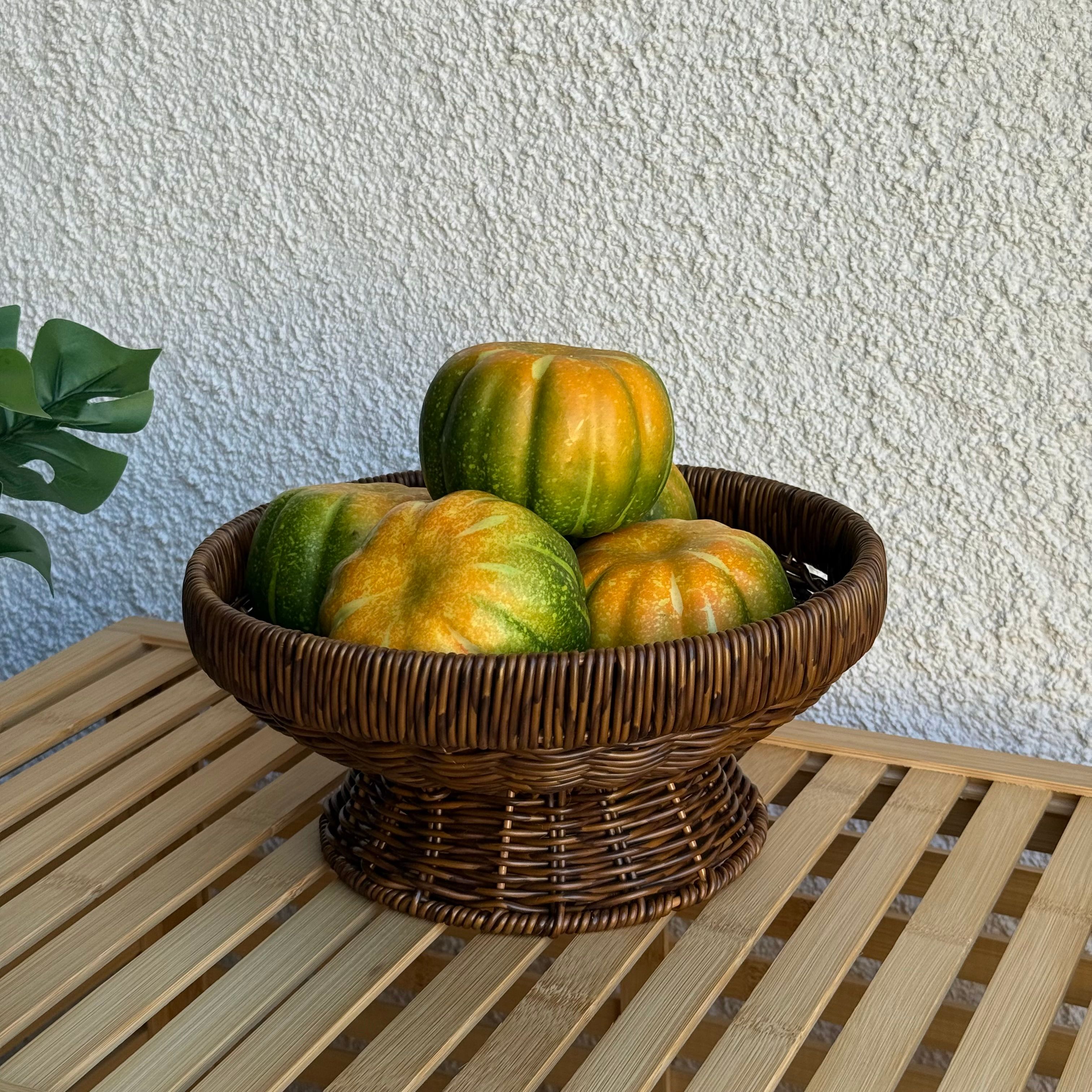 Sandy Rattan Ayaklı Meyvelik 25 cm Kahve Rengi 