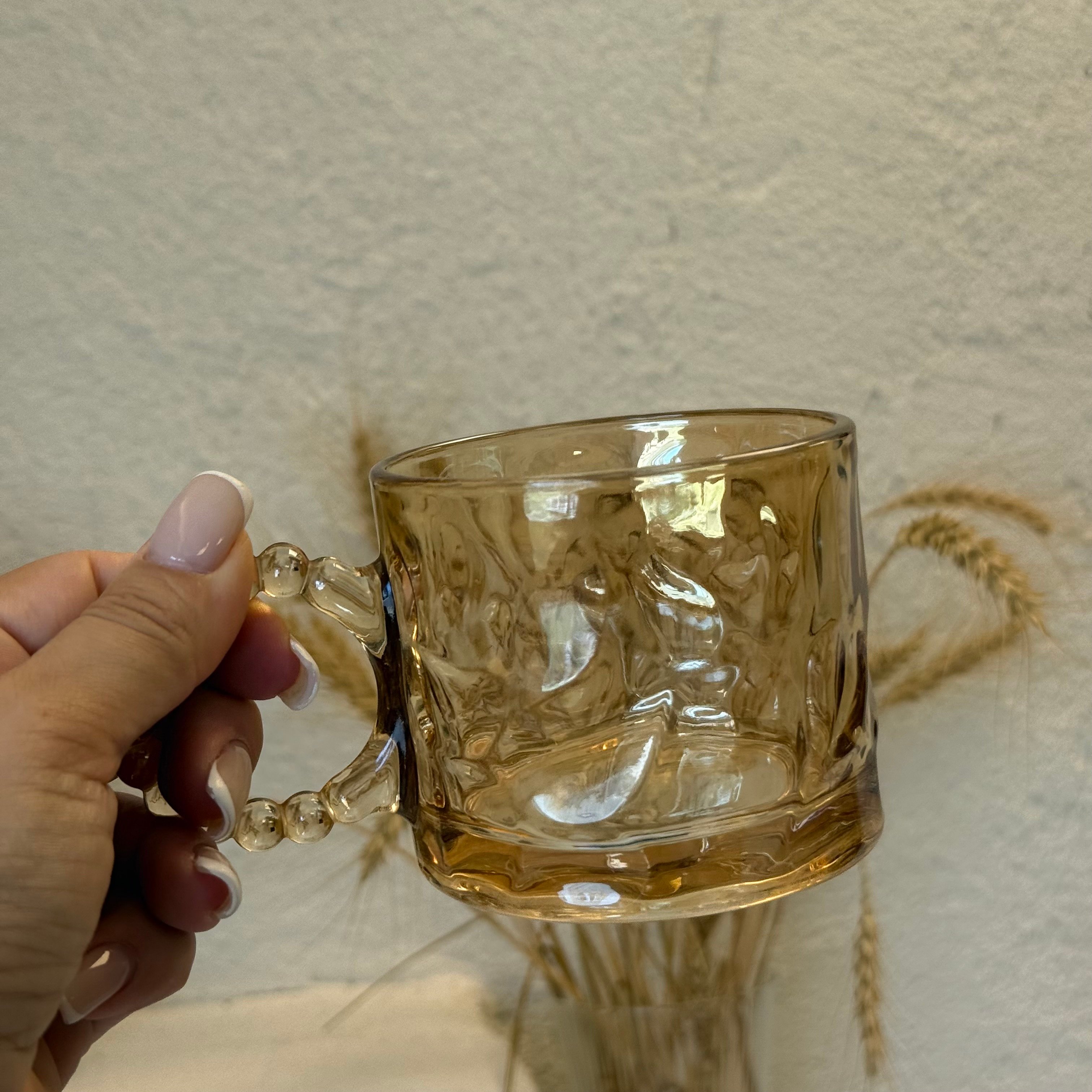 Boncuk Cam Nescafe Kupa Gold 9x7 cm 