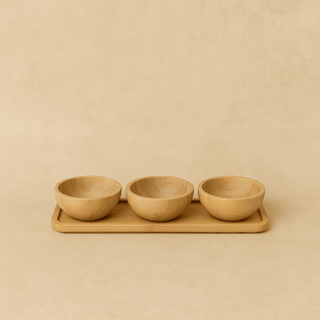 İvory Bambu Standlı Sosluk Reçelik Seti 19x7 CM 