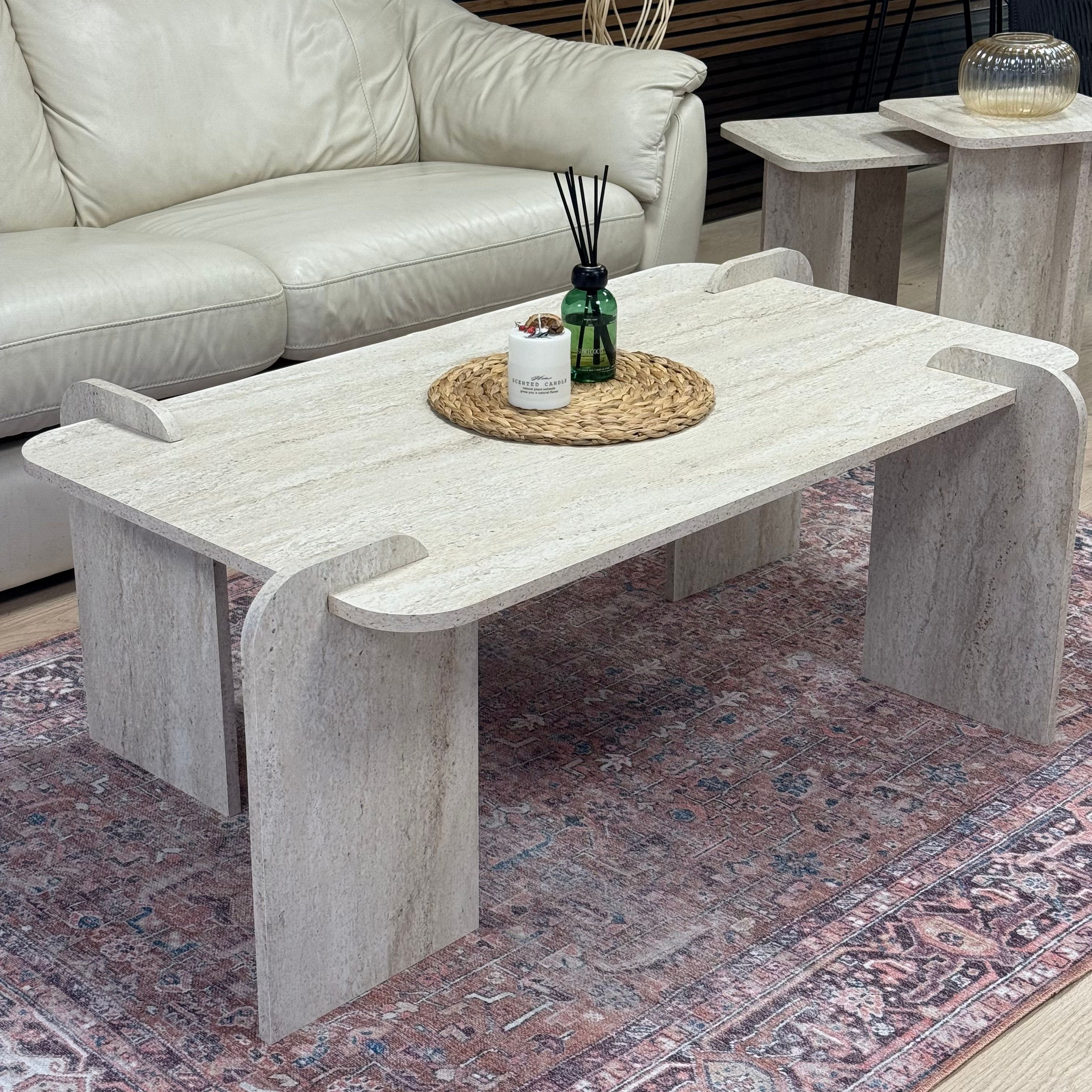 Pinterest, Traverten Desen, Büyük Boy, Orta Sehpa 120x70x46 cm (Lansman Fiyatı)