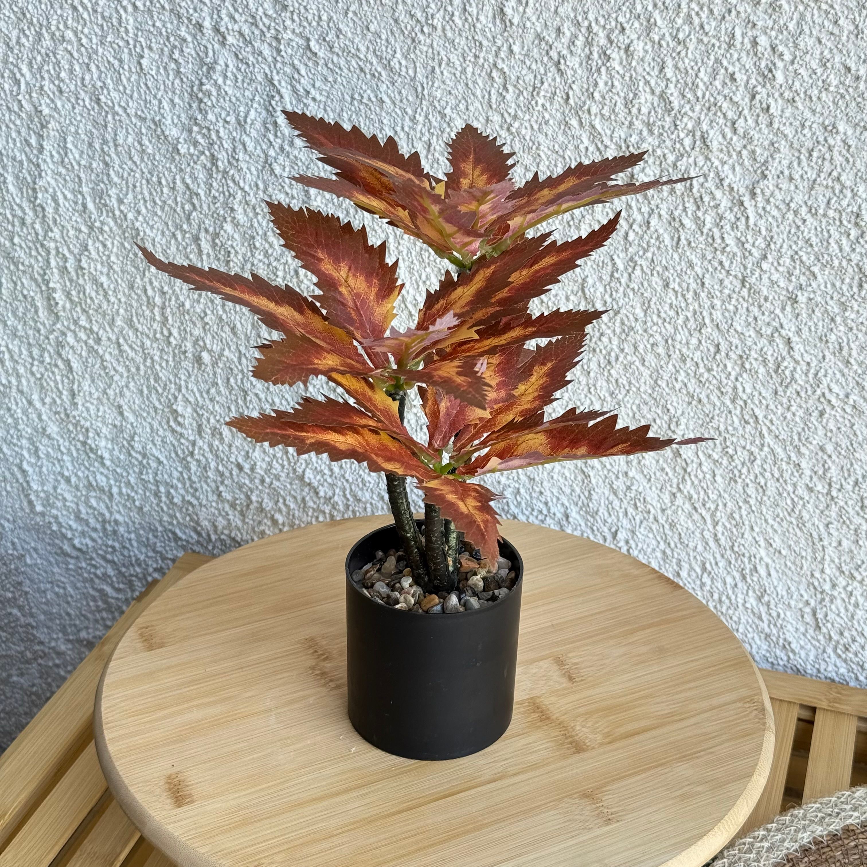 Coleus Saksılı Yapay Çiçek 30 cm Turuncu-Bordo
