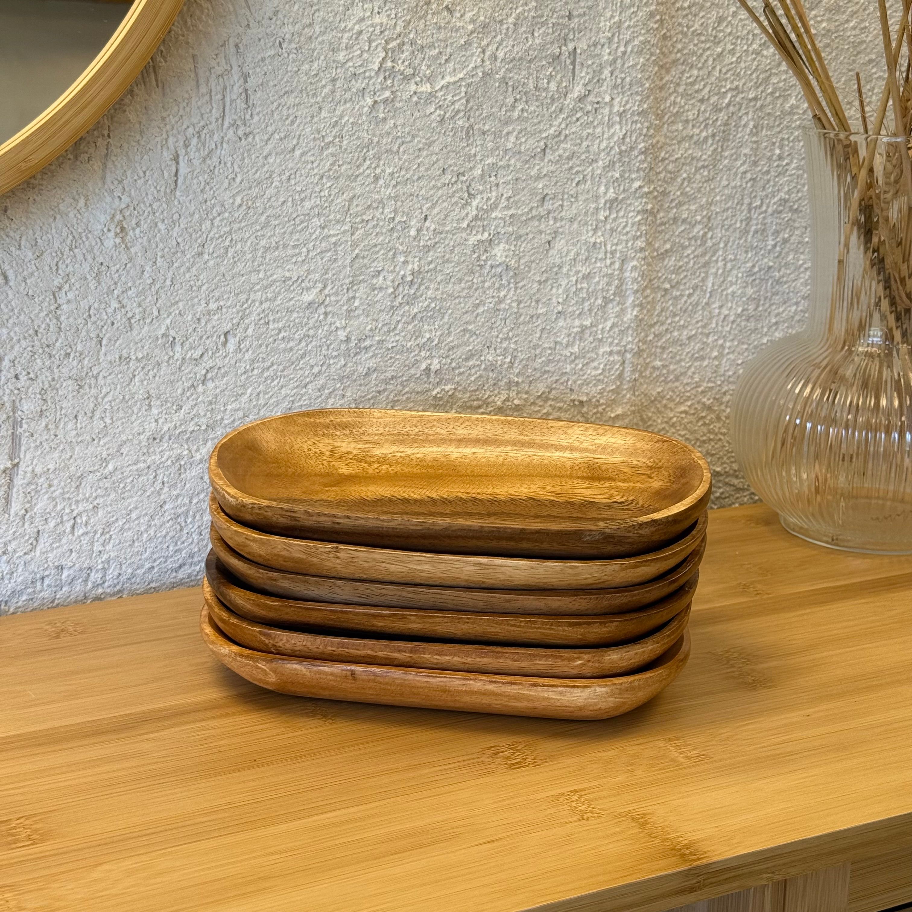 Akasya Ağacı Oval Sunumluk Kase Kahvaltılık 6 Adet Set  20,5x13 cm 