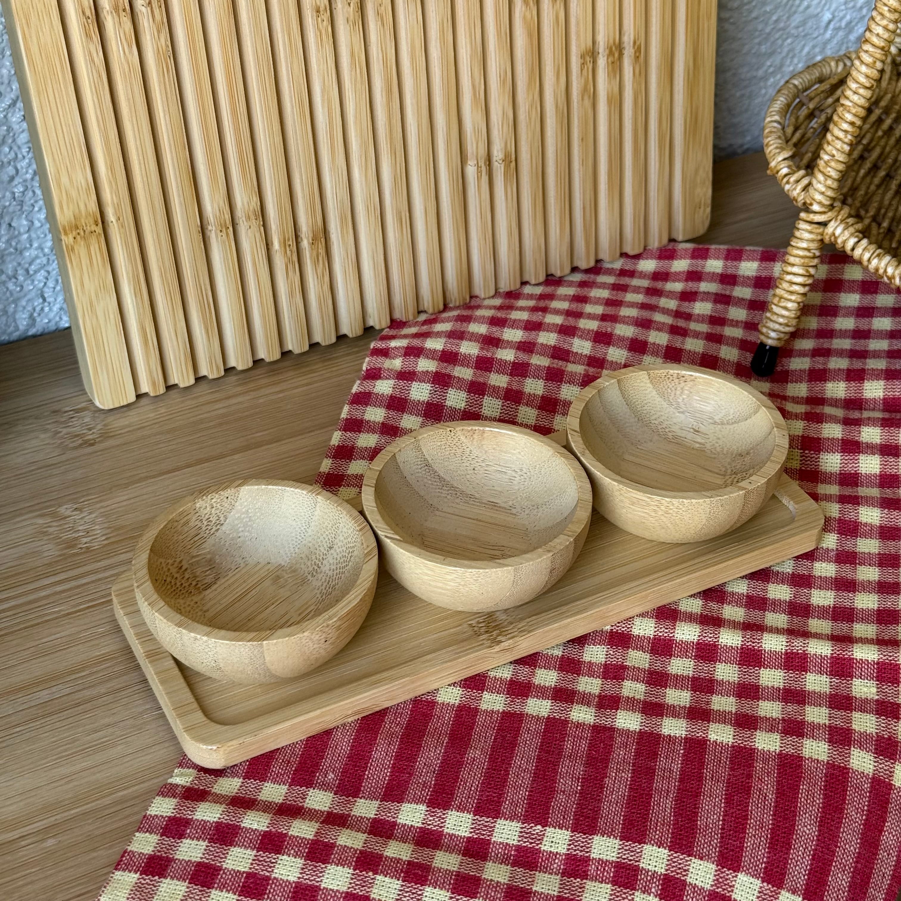 İvory Bambu Standlı Sosluk Reçelik Seti 19x7 CM 
