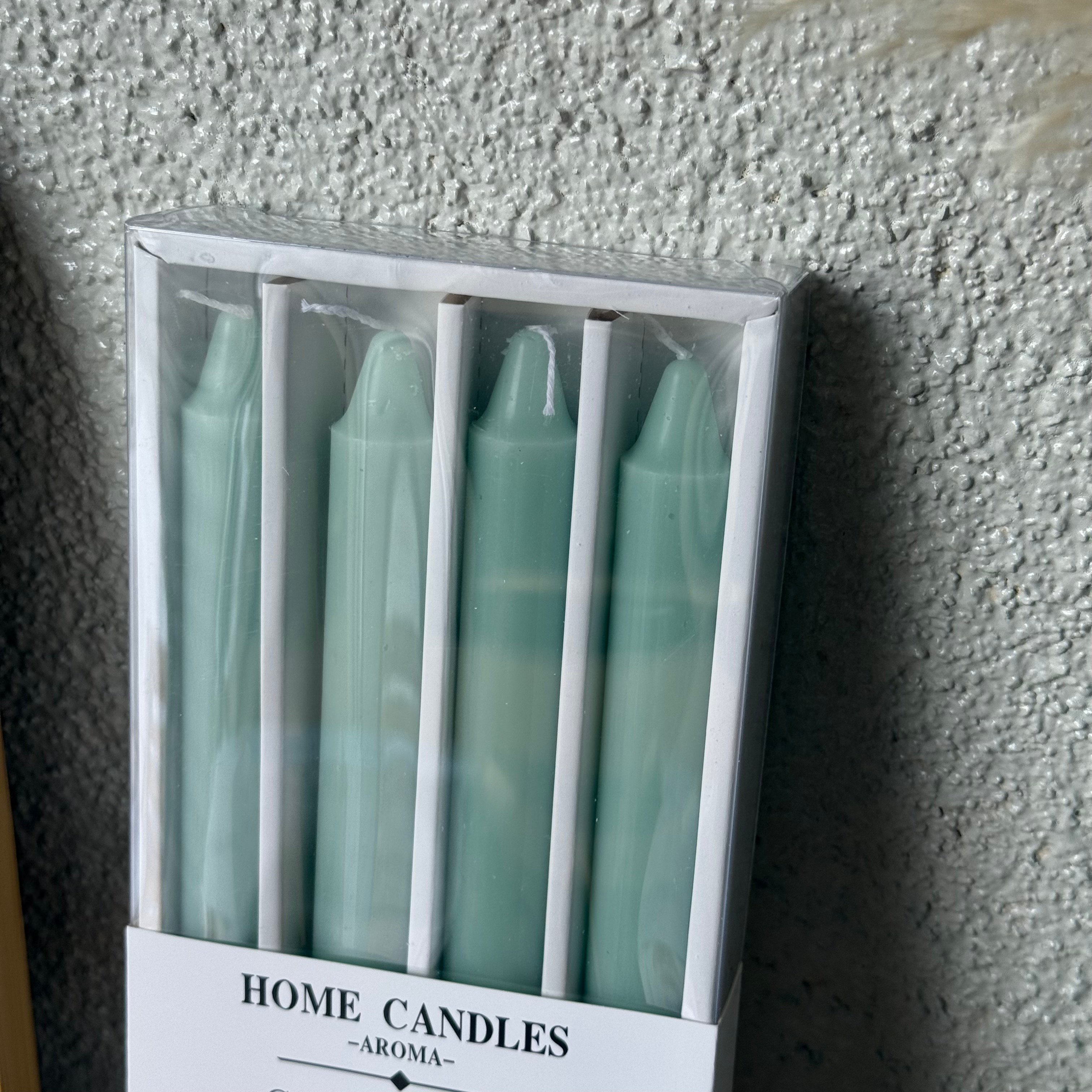 Home Candle 4 Lü Uzun Şamdan Mum Seti Yeşil 