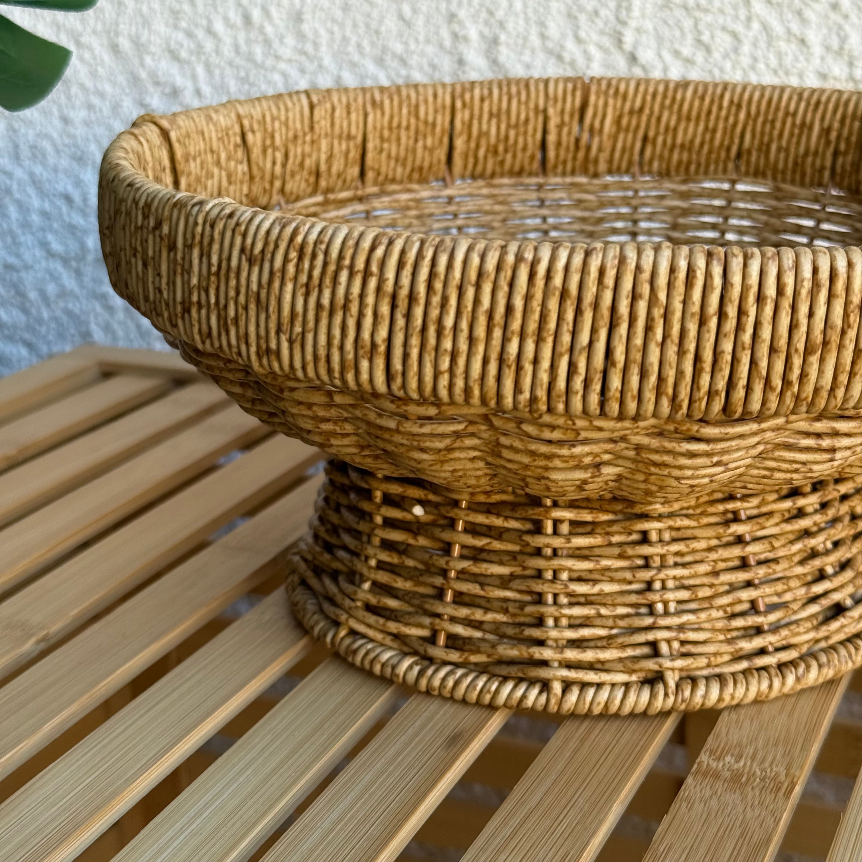 Sandy Rattan Ayaklı Meyvelik 25 cm Naturel 