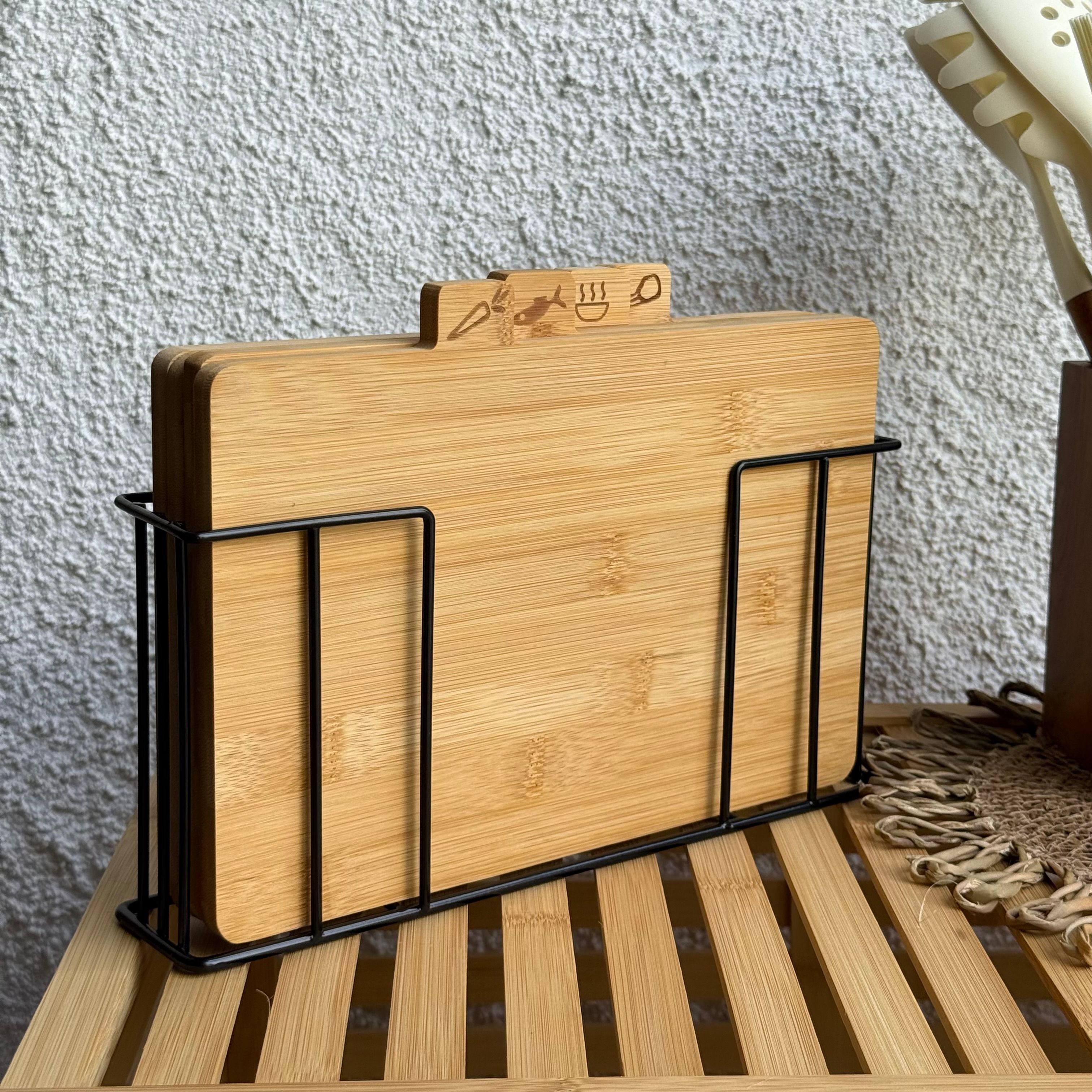 Metal Standlı 4 Lü Set Kesme Tahtası 
