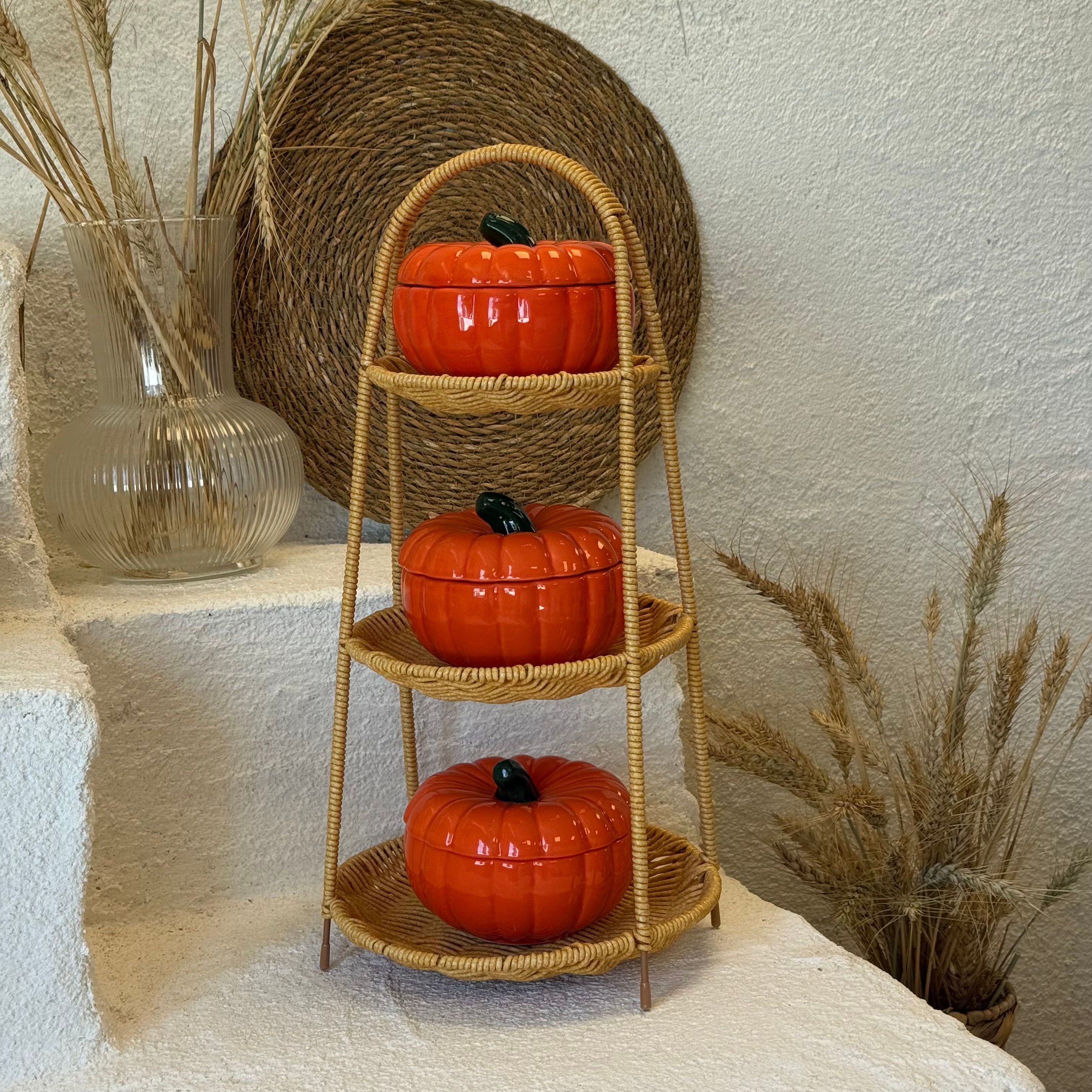 Rattan Stand Kabak Seti 4 Parça 