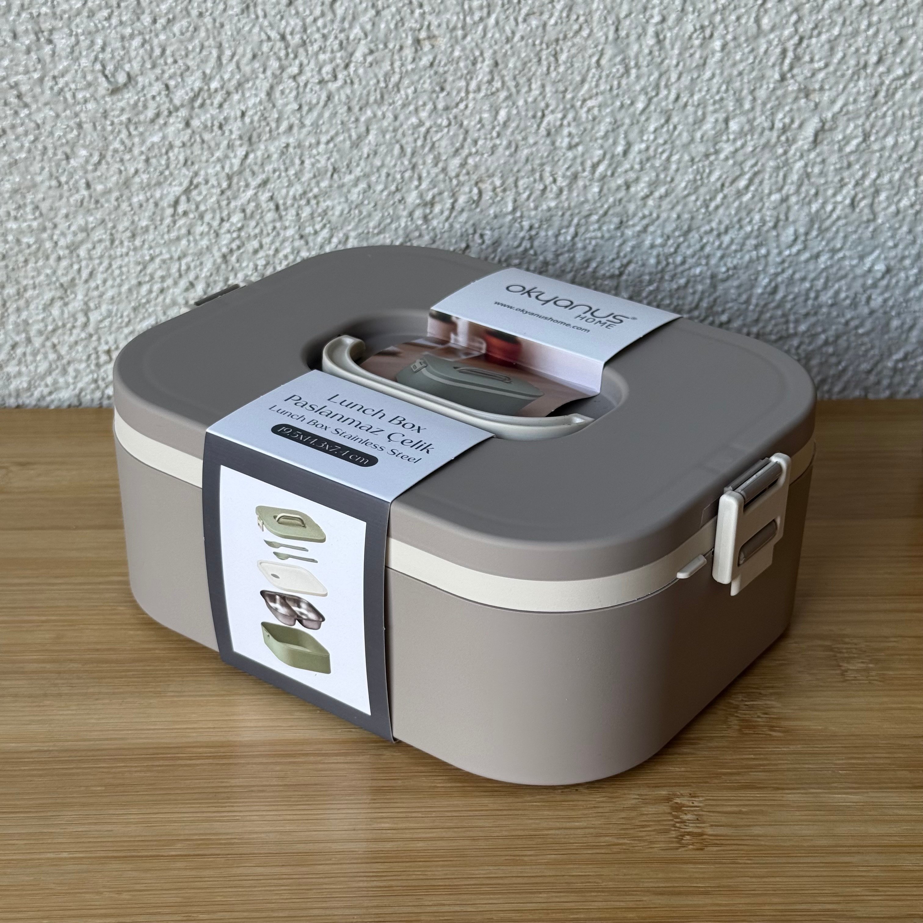 Okyanus Lunch Box Paslanmaz Çelik Bej 19,5x14,3x7,4 CM 