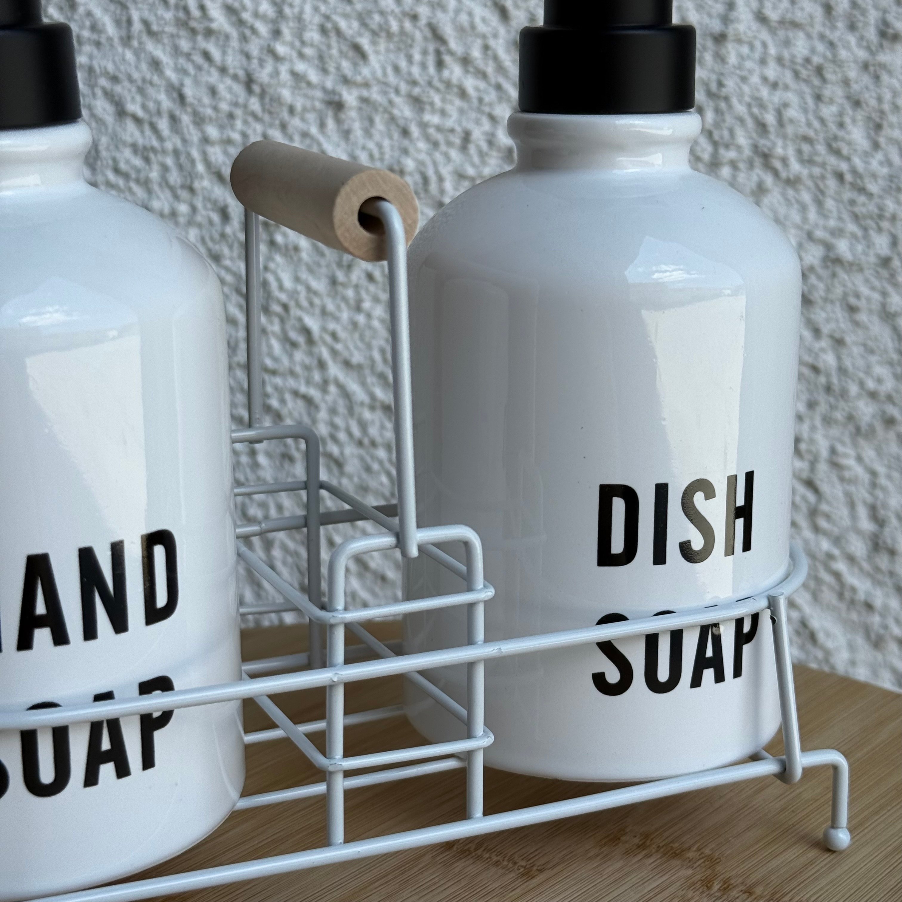 Tonish Standlı Sıvı Sabunluk Seti Beyaz 