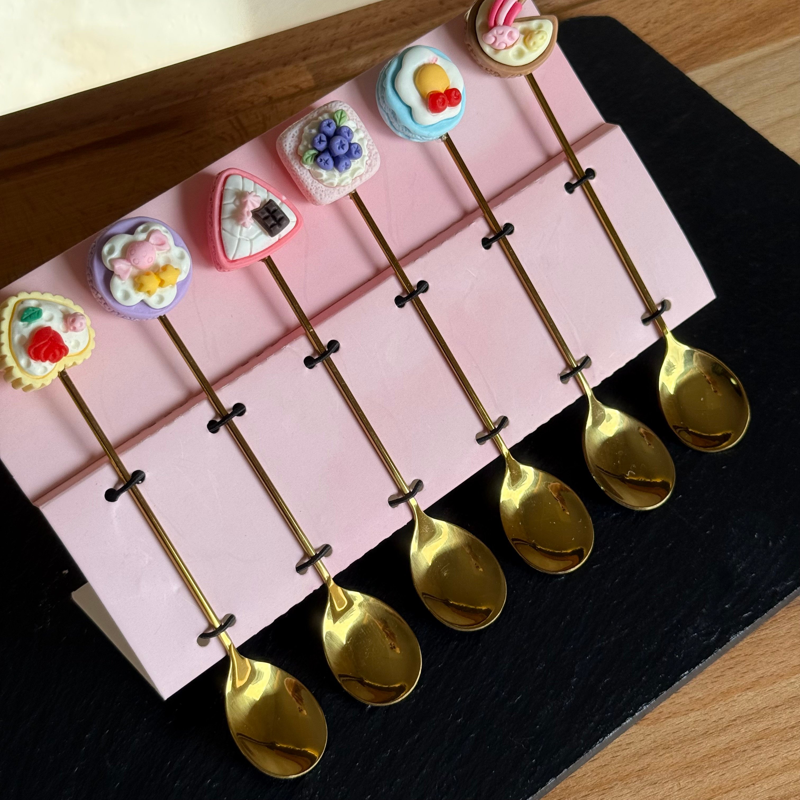 Pasta Figürlü 6 Lı Tatlı Kaşık Gold 14 cm