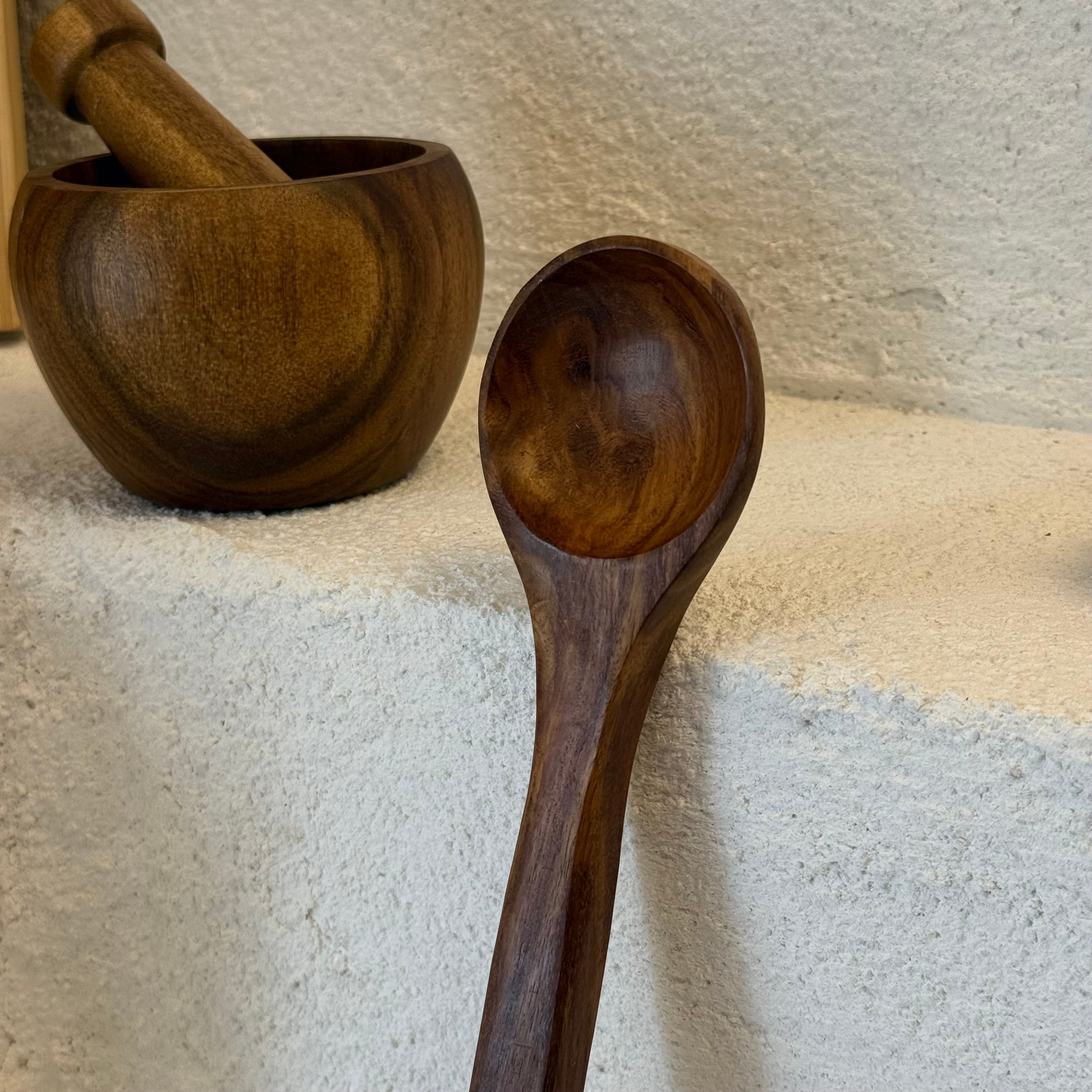 Akasya Ağacı Yuvarlak Küçük Kaşık 28 cm 