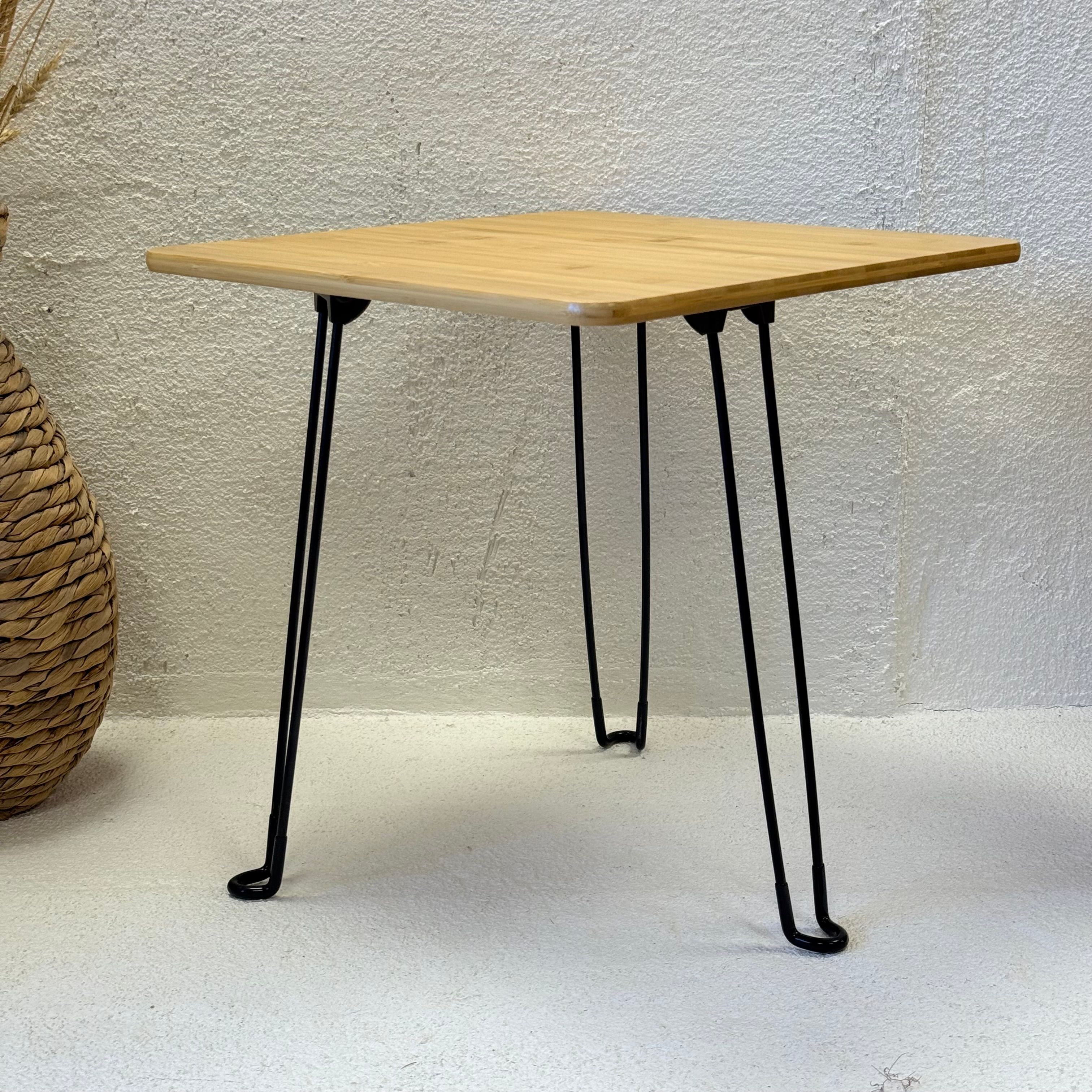 Katlanır Bambu Kare Orta Sehpa 44x44x46 cm 
