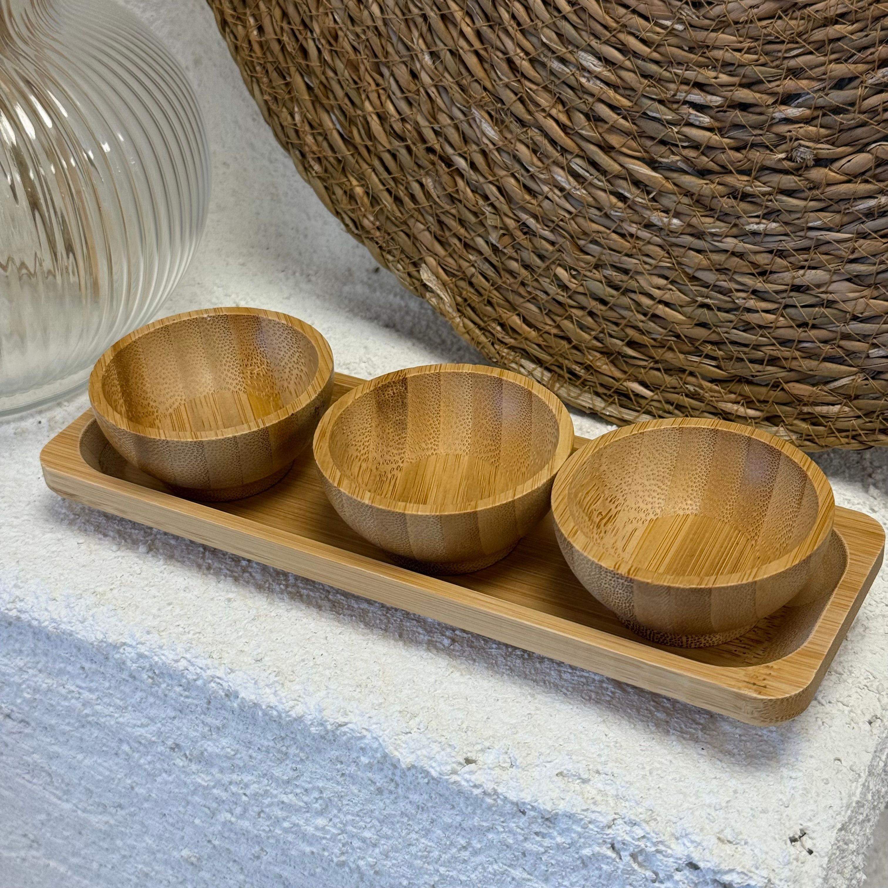 Kuka Bambu Standlı 3 Lü Çerezlik 21x7 cm 