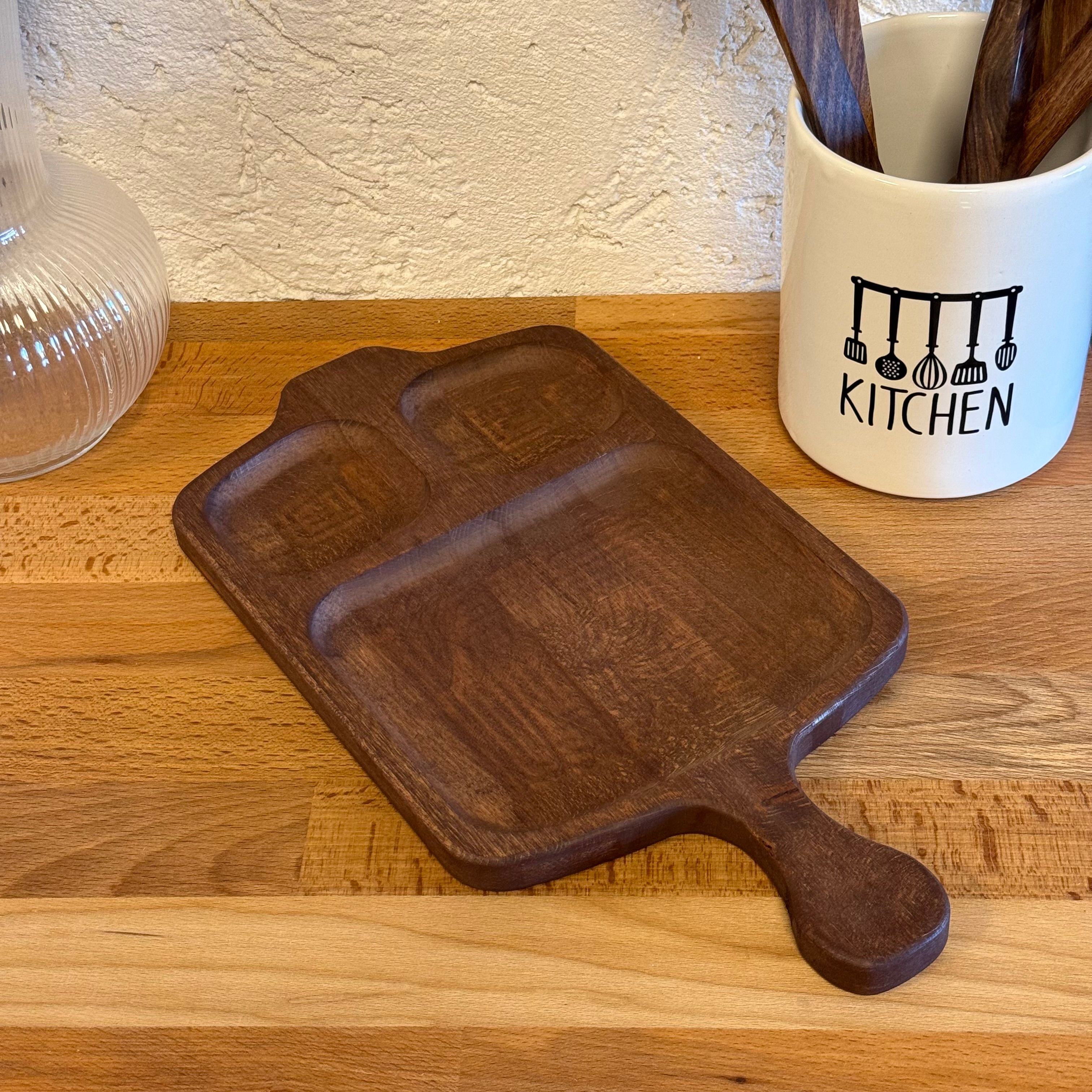 Miron Saplı Uzun Ahşap Sunum Tabağı 38 x 20 cm 