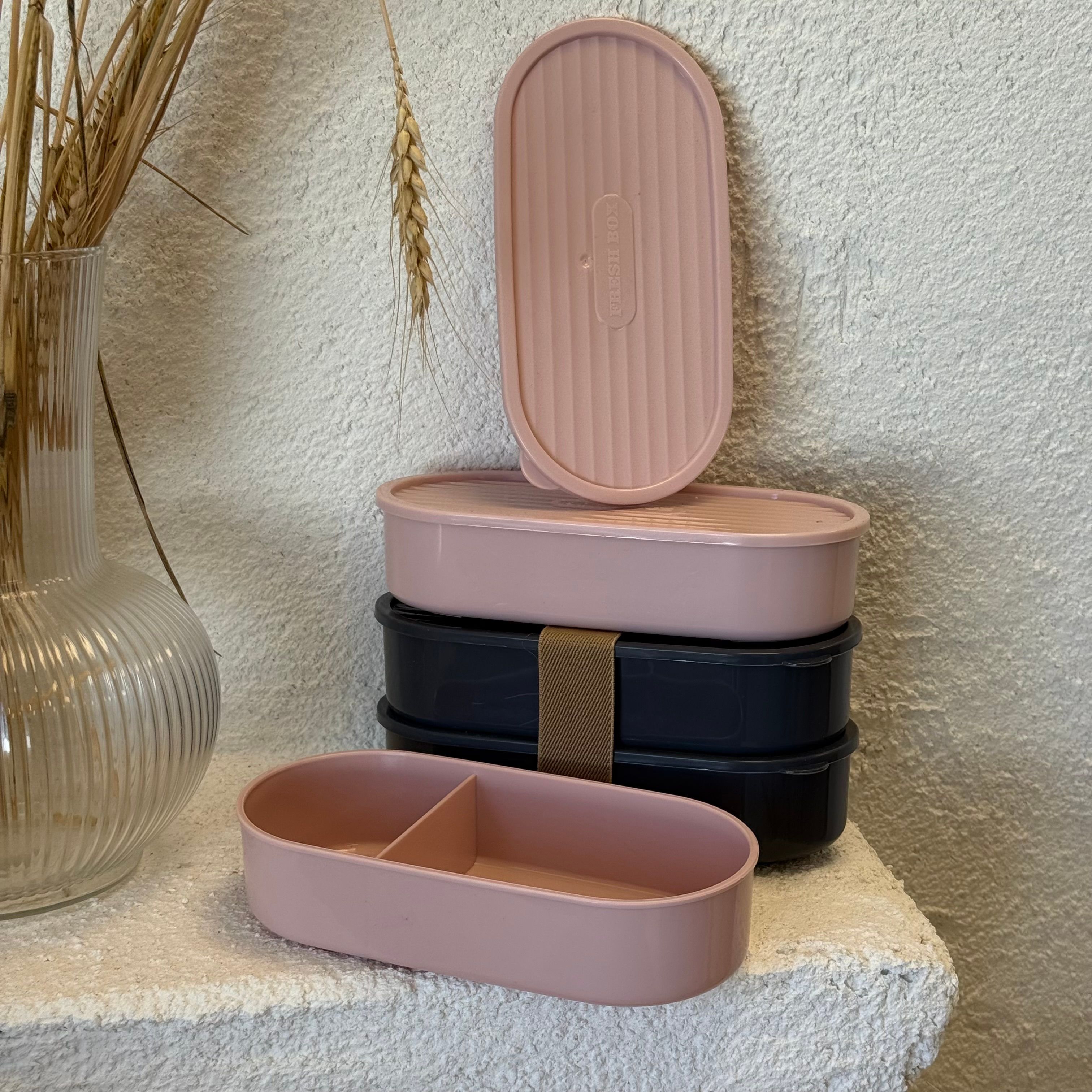 Pinterest İpli Saklama Kabı Gri-Pudra 2 Set 