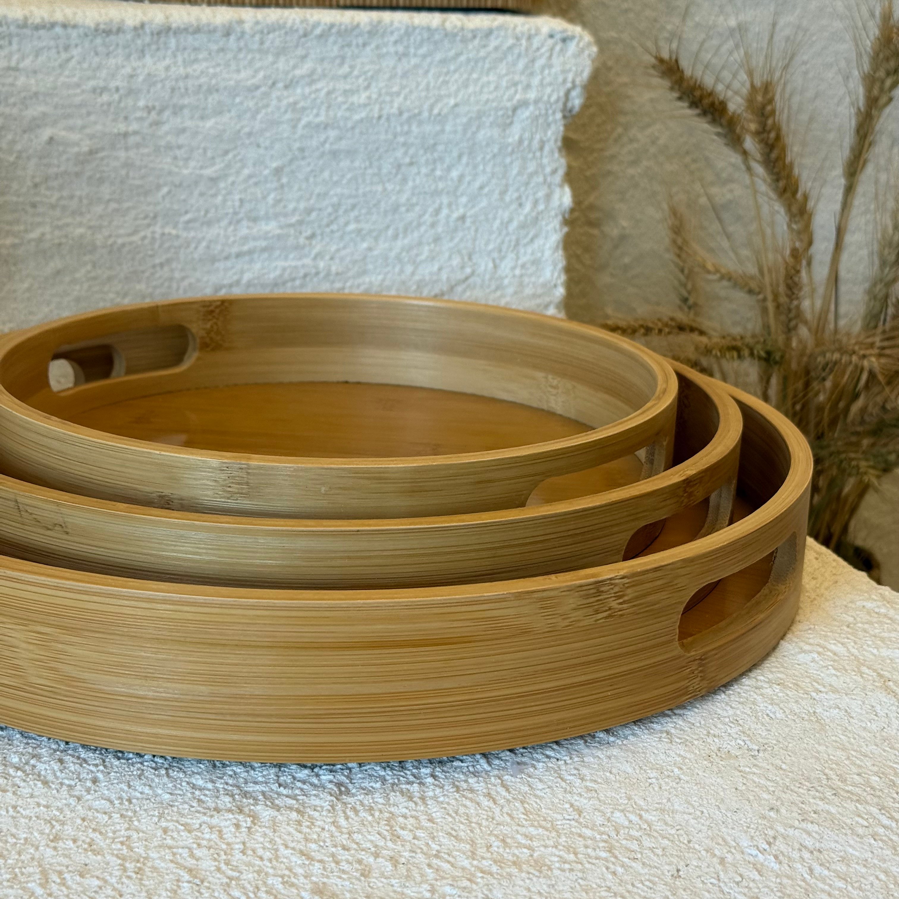 Lavin 3 Boy Bambu Yuvarlak Tepsi Set ( İyi Fiyat)
