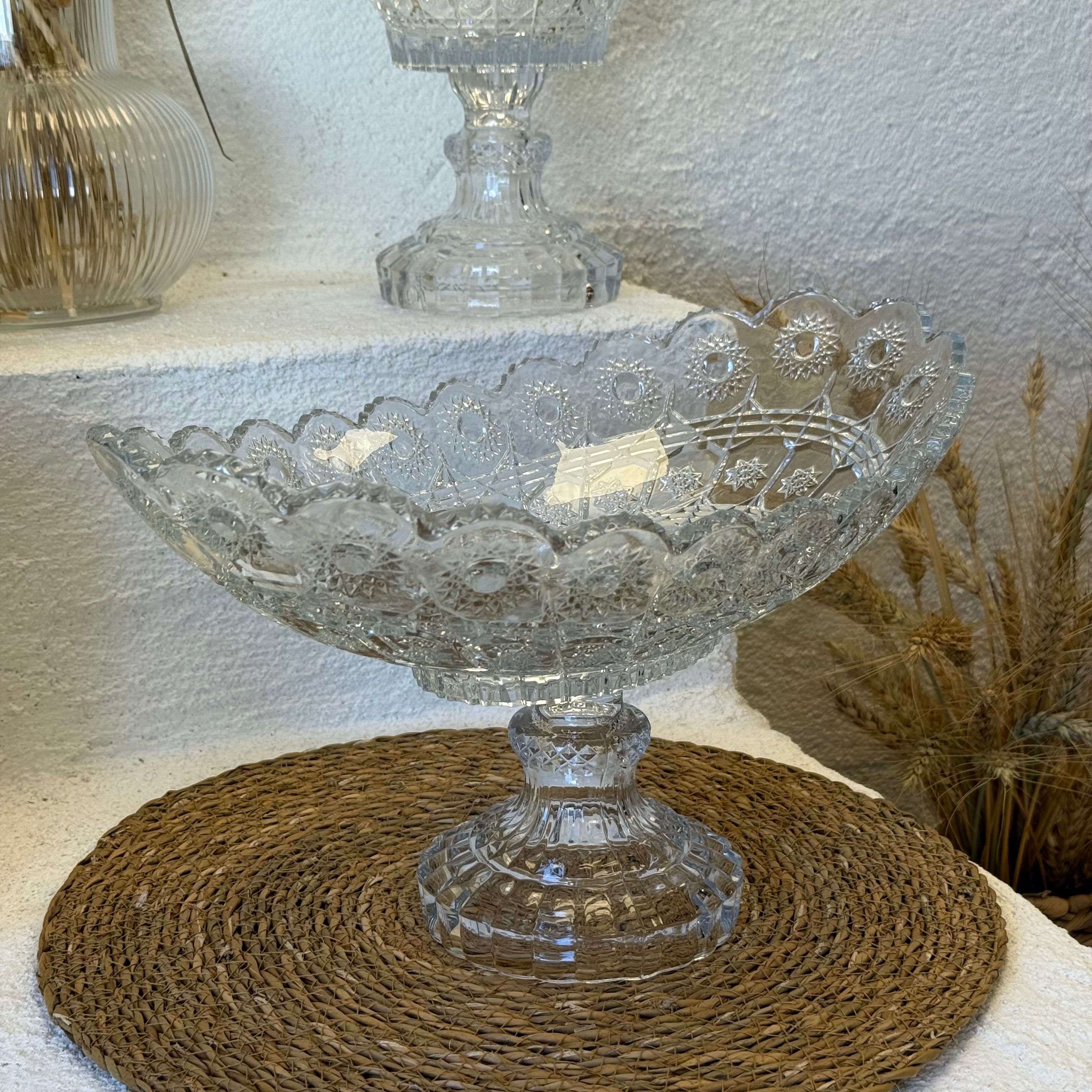 Sakura Ayaklı Oval Kristal Lüks Kase 36x23x21 cm 