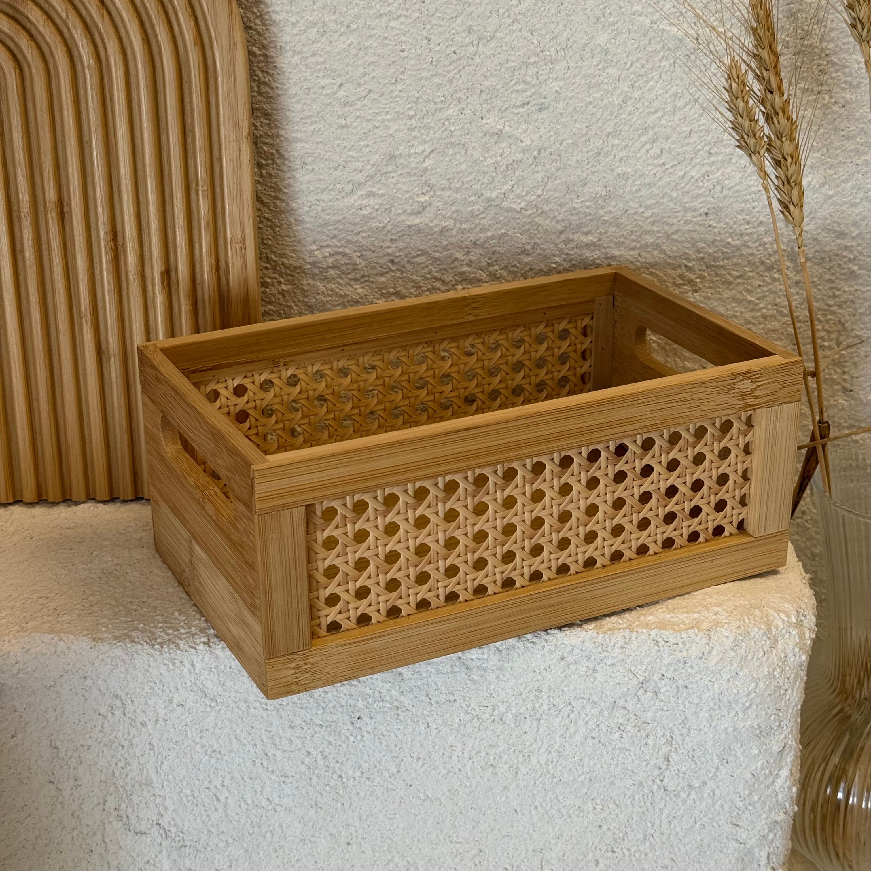 Dikdörtgen Bambu-Rattan Organizer 25x15x10 cm 