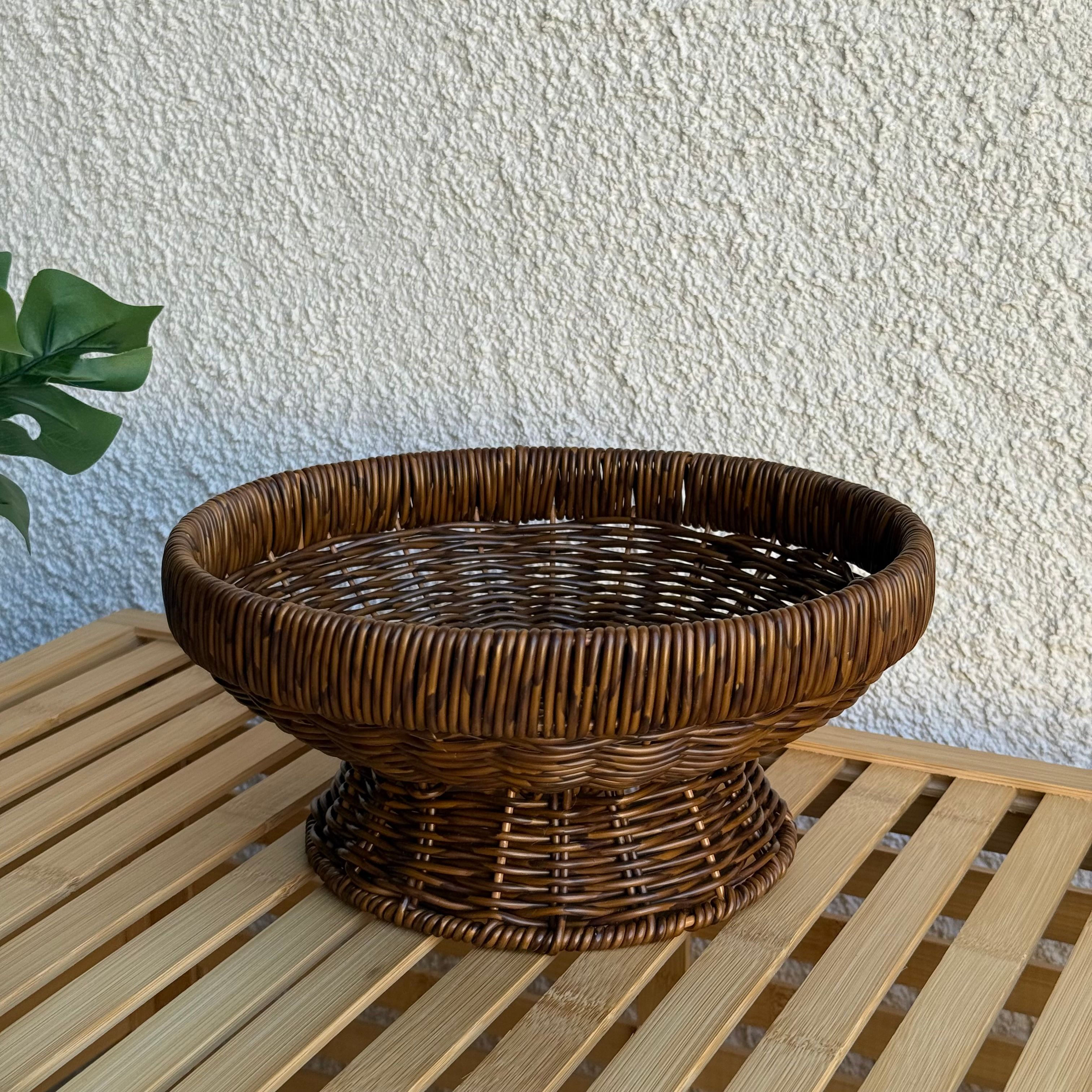 Sandy Rattan Ayaklı Meyvelik 25 cm Kahve Rengi 