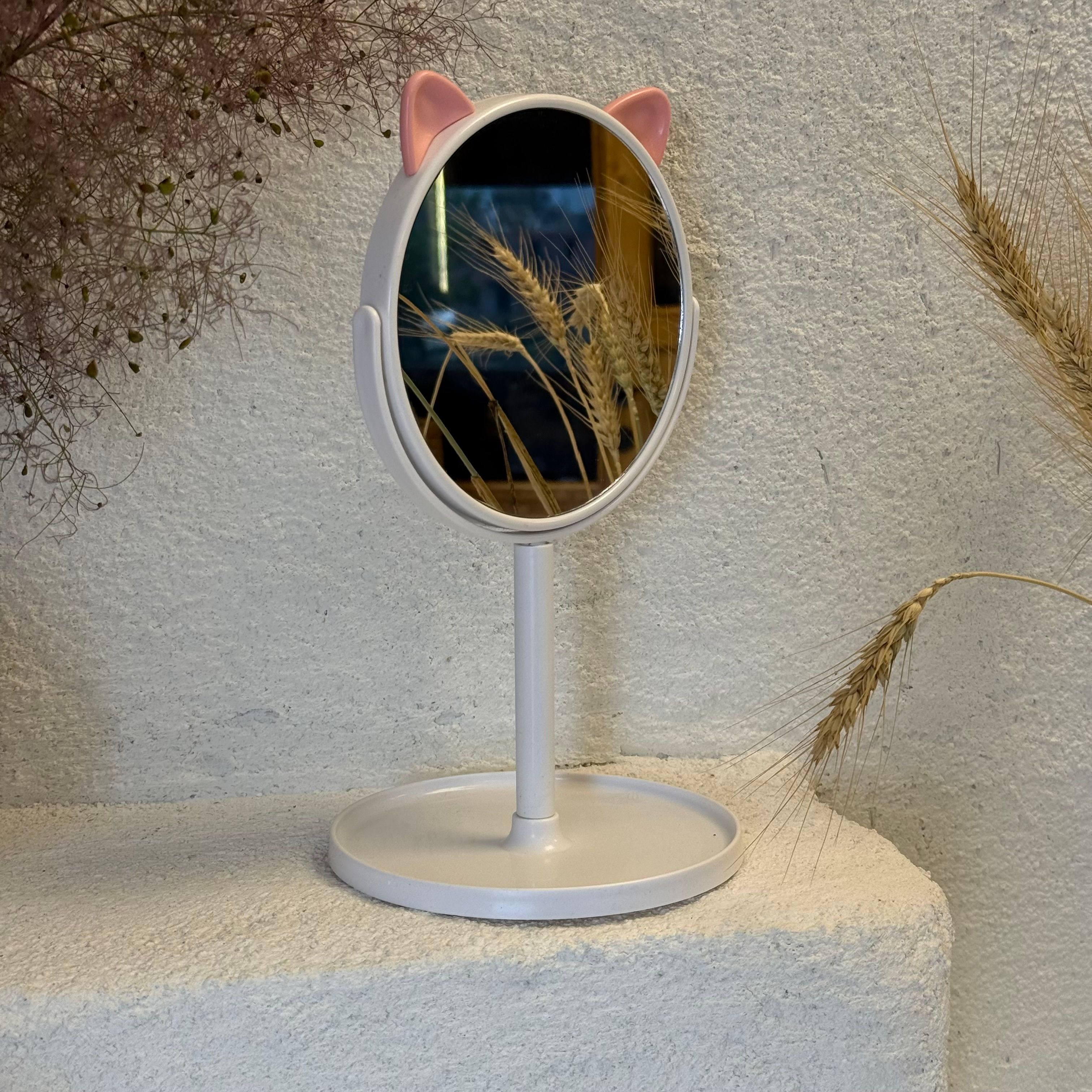Ayaklı Yuvarlak Ayna Beyaz 28 cm 