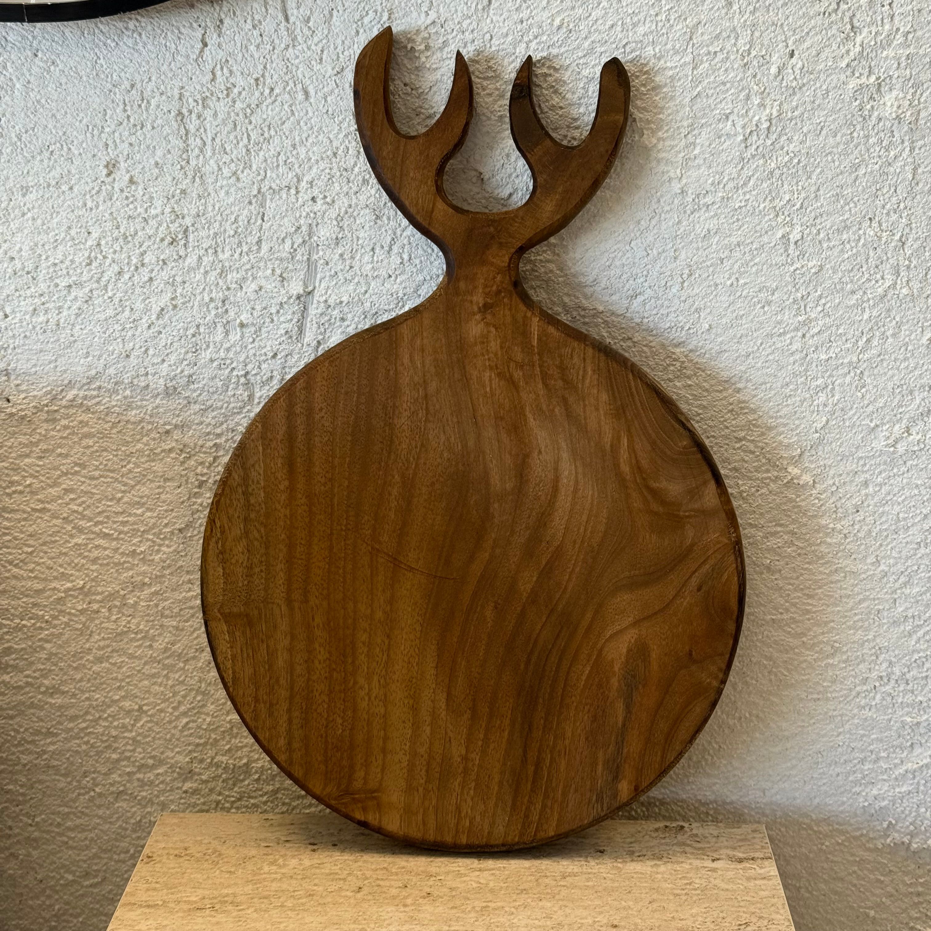 Dekoratif Yuvarlak Geyik Ahşap Sunumluk 38x24 cm 