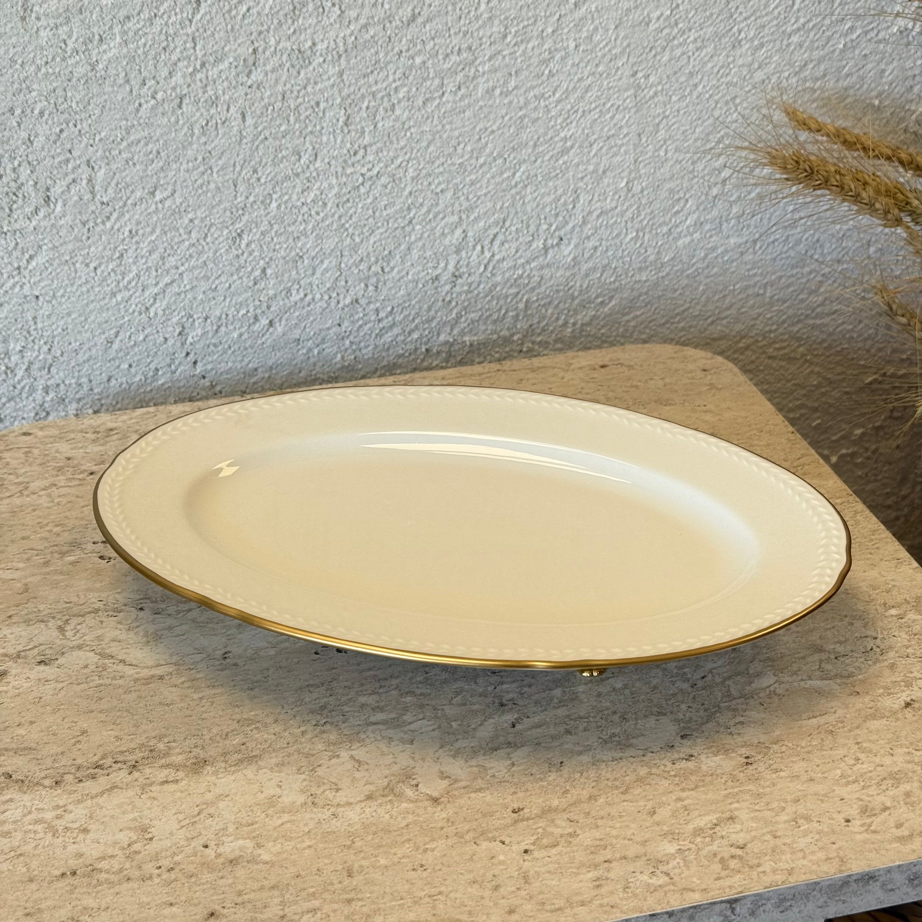 Firuze Gold Yaldızlı Porselen Oval Ayaklı Kayık  30x21x4 cm (3799)